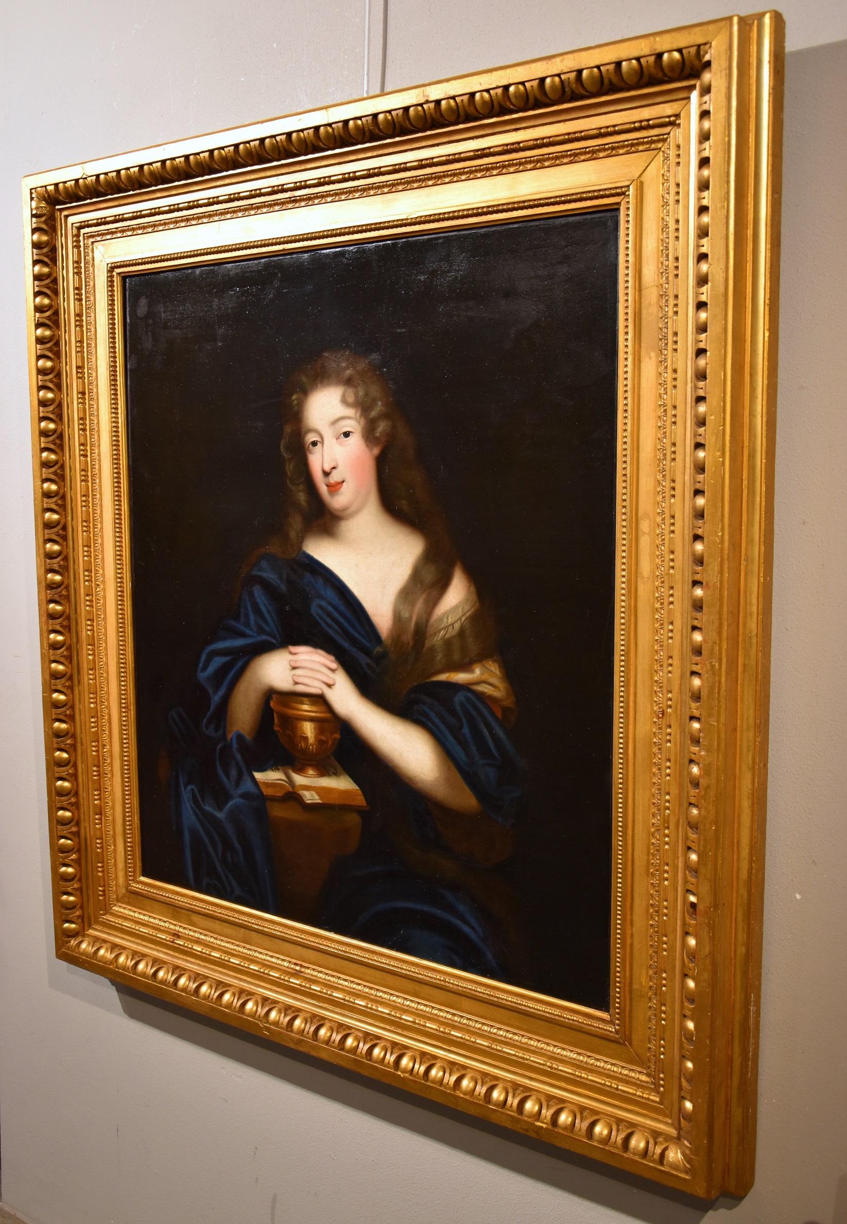 Portrait Mignard Paint Oil on canvsa Old master 17th Century French Lady Woman For Sale 2