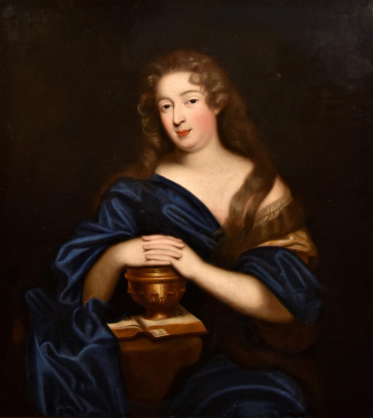 Portrait Mignard Paint Oil on canvsa Old master 17th Century French Lady Woman - Painting by Pierre Mignard, known as Le Romain (Troyes 1612 - Paris 1695)