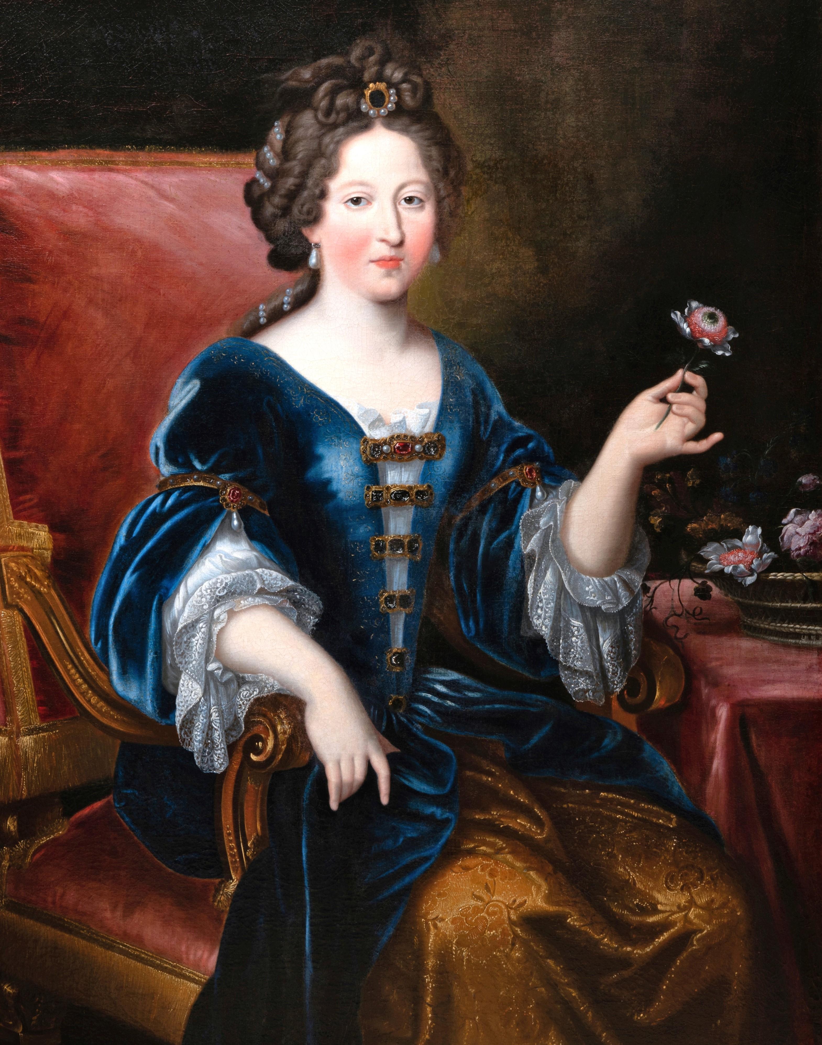 17th c. French school, French Princess Marie-Louise d'Orleans, attr. P. Mignard - Painting by Pierre Mignard
