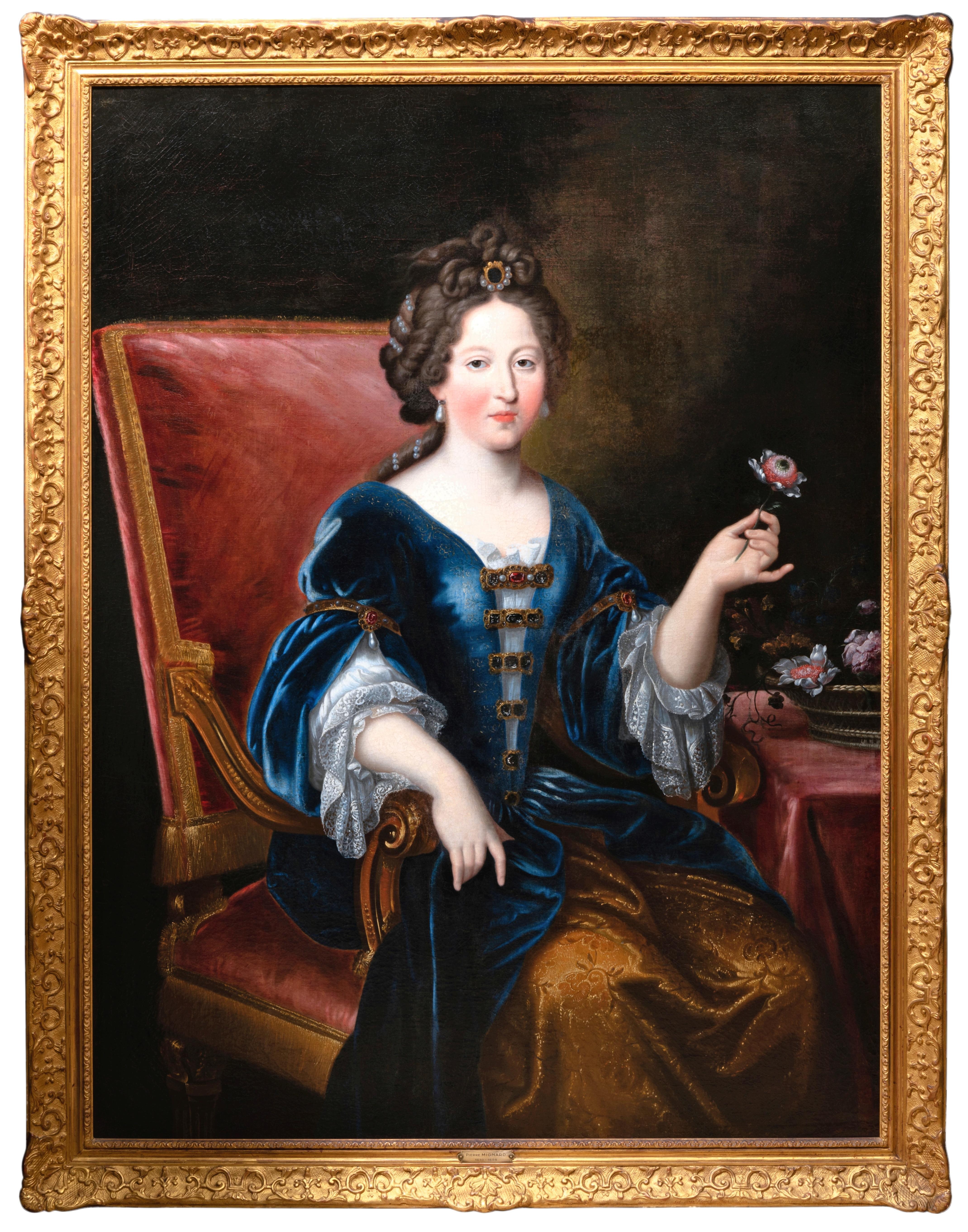 Pierre Mignard Portrait Painting - 17th c. French school, French Princess Marie-Louise d'Orleans, attr. P. Mignard
