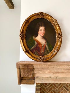 Antique French Portrait painting of a noble lady - young princess Mignard