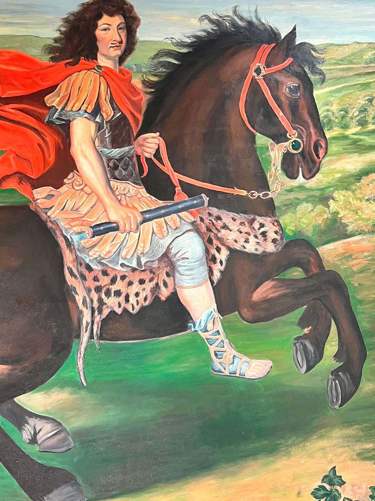 Énorme peinture à l'huile du roi Louis XIV de France à cheval - Maîtres anciens Painting par Pierre Mignard