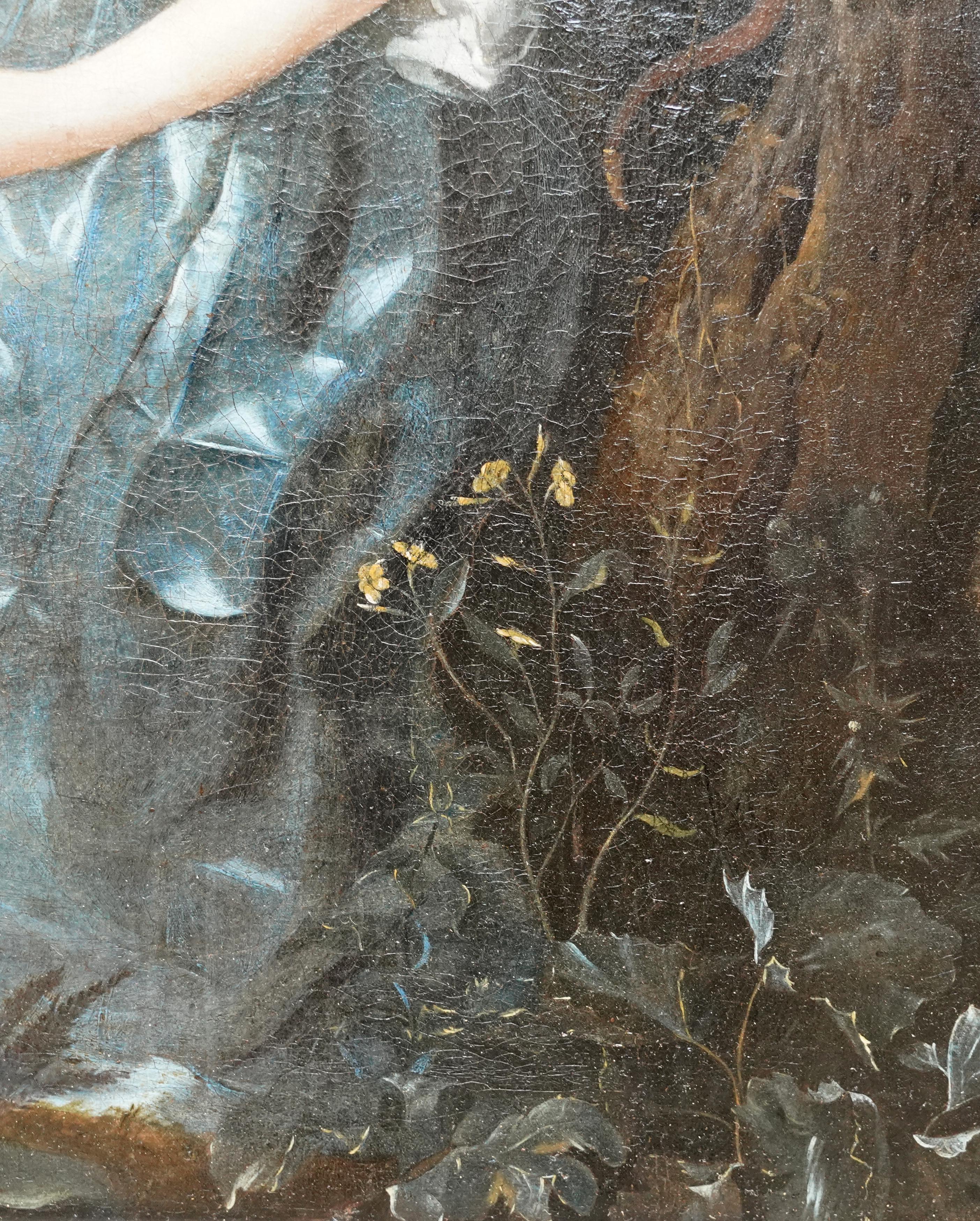 Portrait d'une jeune femme en Diane dans un paysage - Peinture à l'huile French Old Master en vente 7