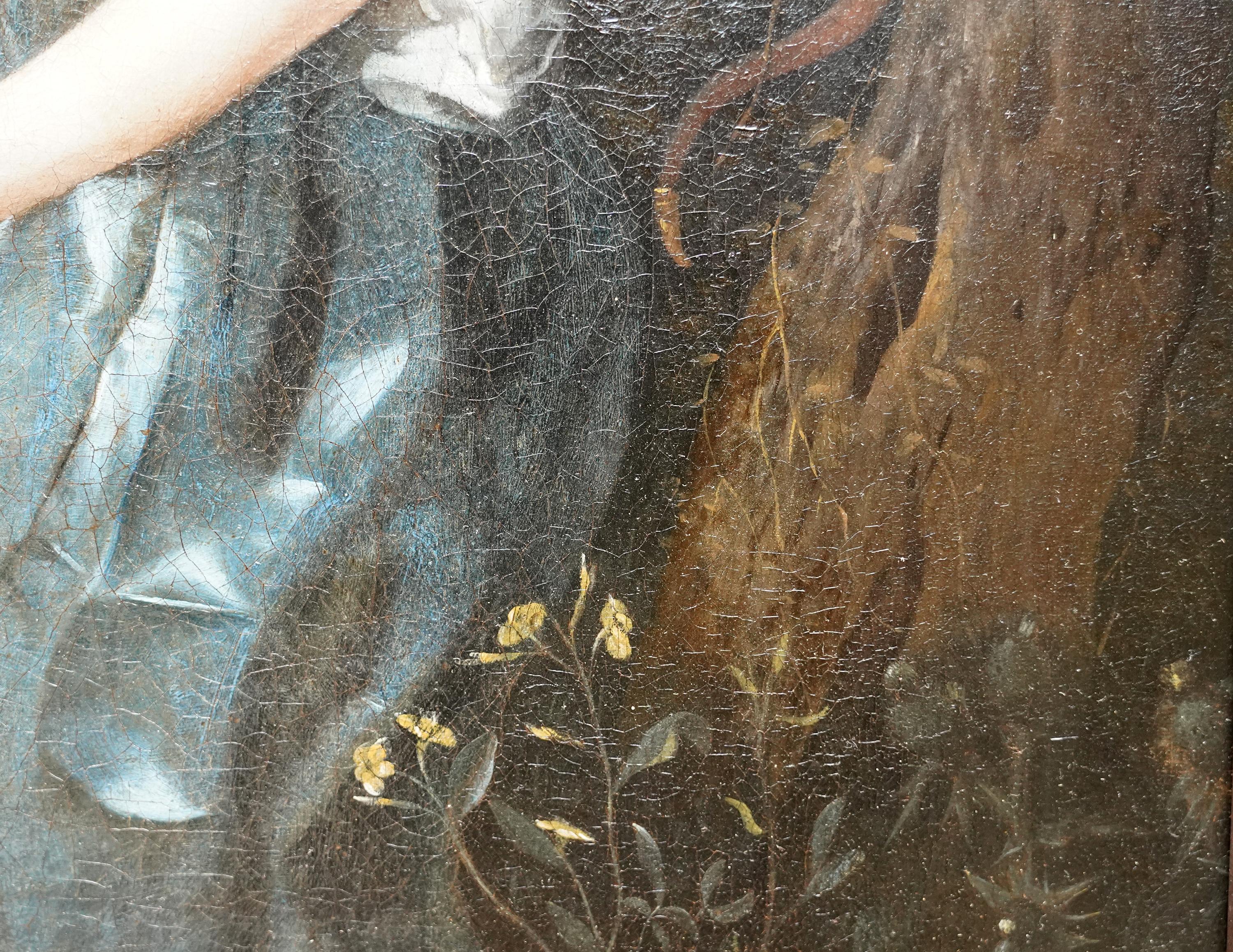 Portrait d'une jeune femme en Diane dans un paysage - Peinture à l'huile French Old Master en vente 8