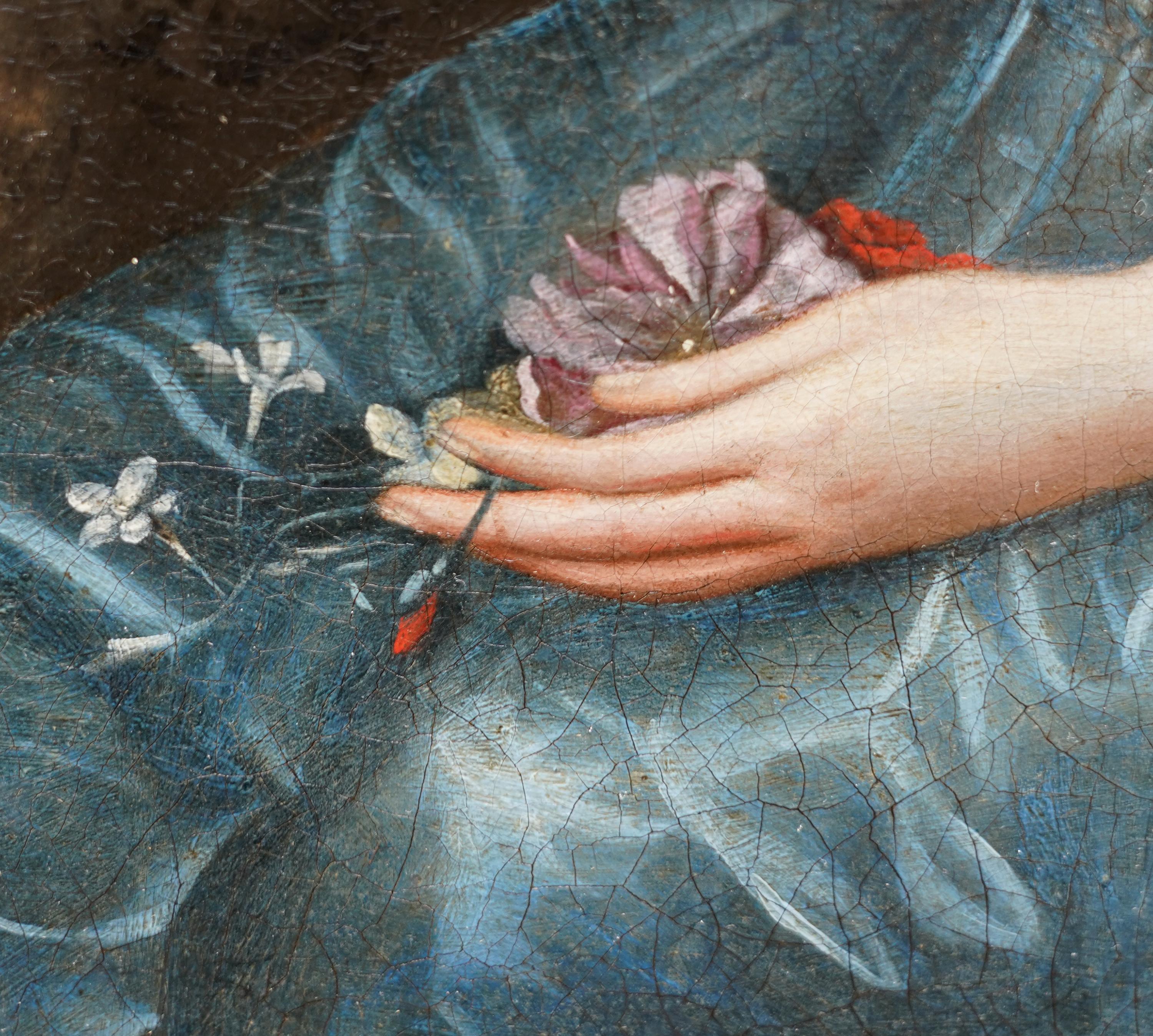 Portrait d'une jeune femme en Diane dans un paysage - Peinture à l'huile French Old Master en vente 2