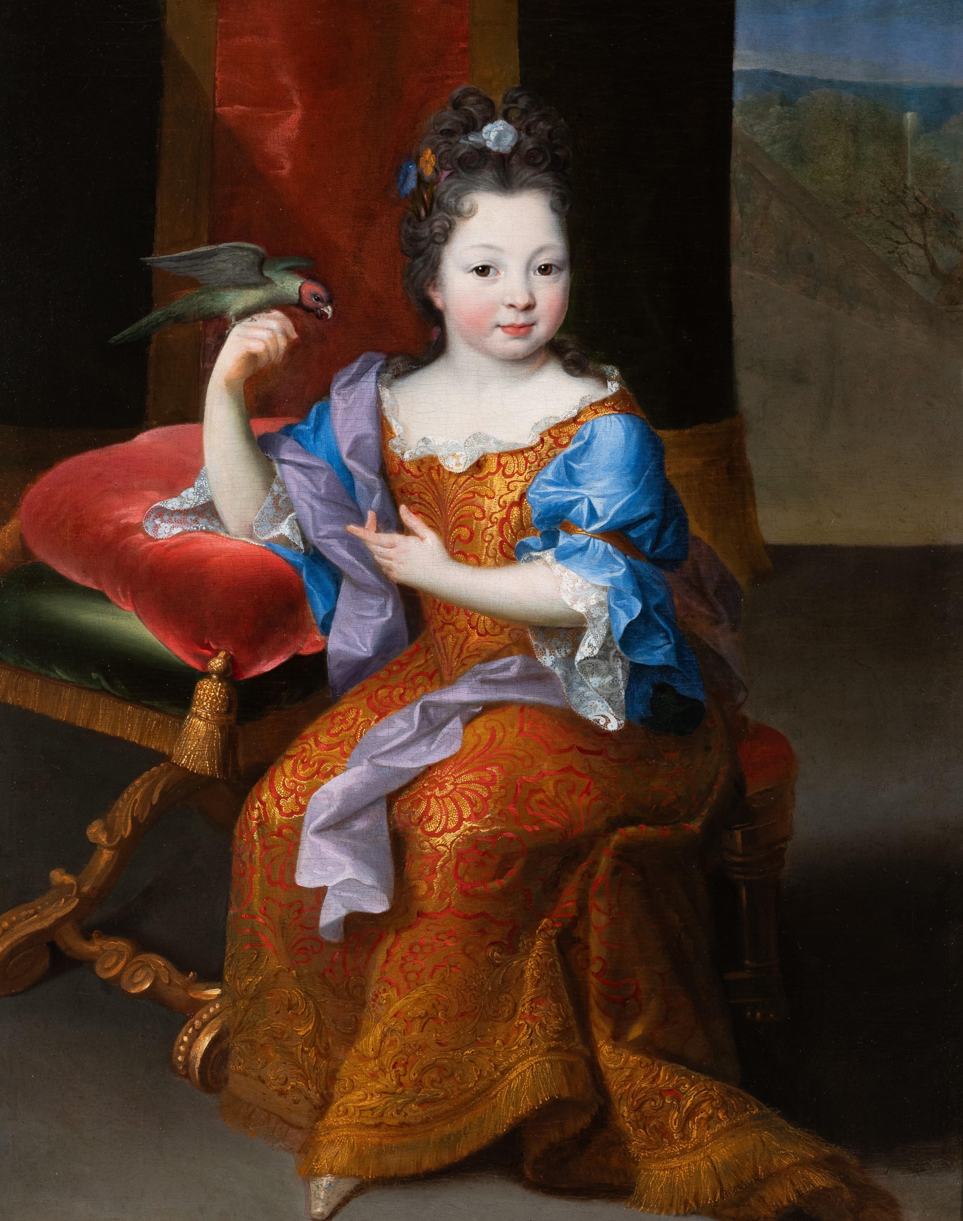 Ritratto di Françoise Marie de Bourbon, principessa francese da bambina, 1685 ca. - Painting di Pierre Mignard