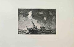 Bateaux Pecheurs de Fécamp - Aguafuerte de Pierre-Emile Berthelemy - Década de 1870