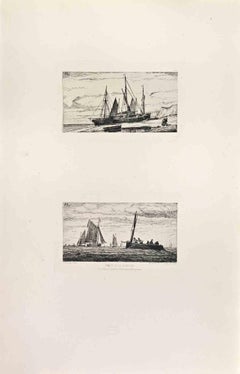 Peche a la Sardine - Radierung von Pierre-Émile Berthélemy - 1860er Jahre
