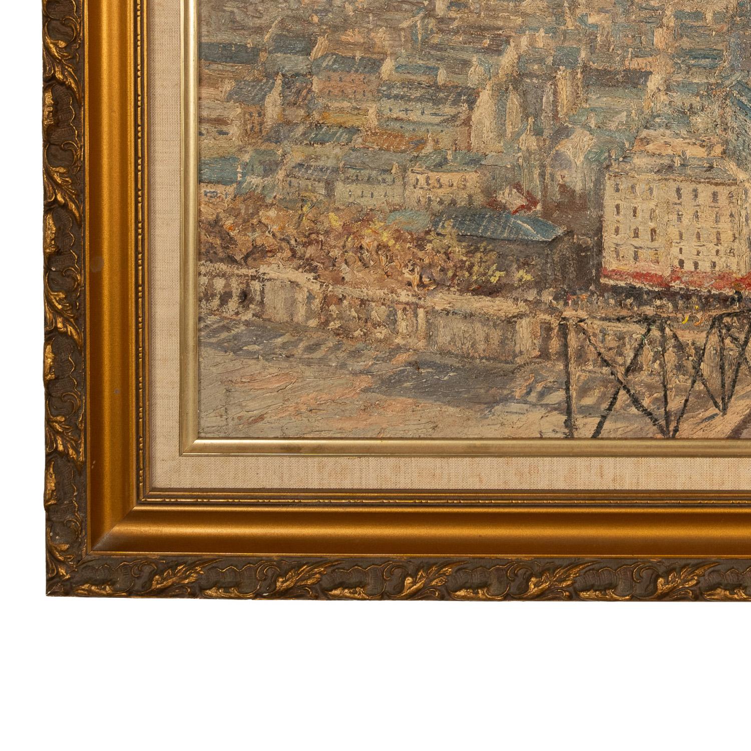 French Modernist Impressionist Oil Painting Paris Cityscape Landscape Scene For Sale 8