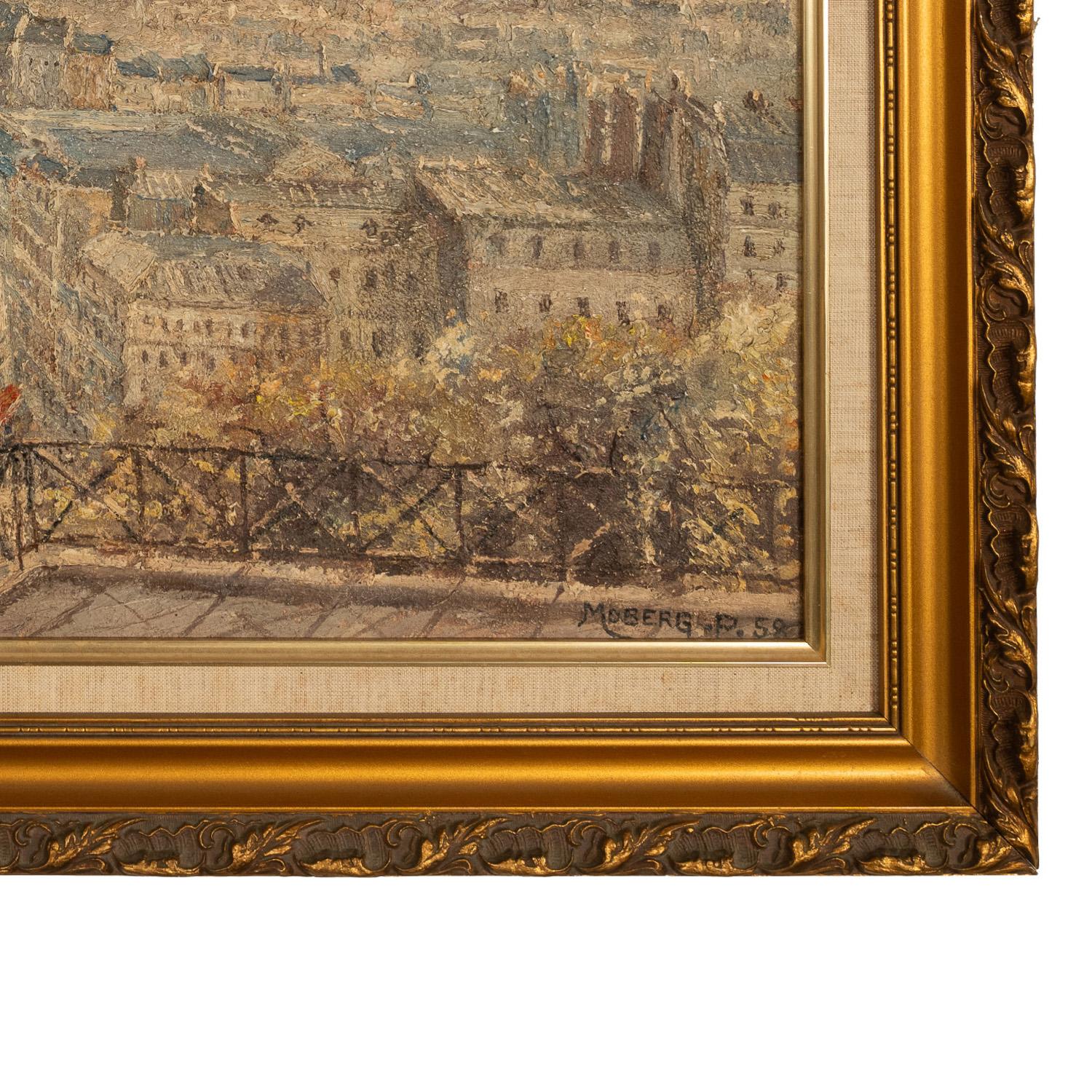 French Modernist Impressionist Oil Painting Paris Cityscape Landscape Scene For Sale 9