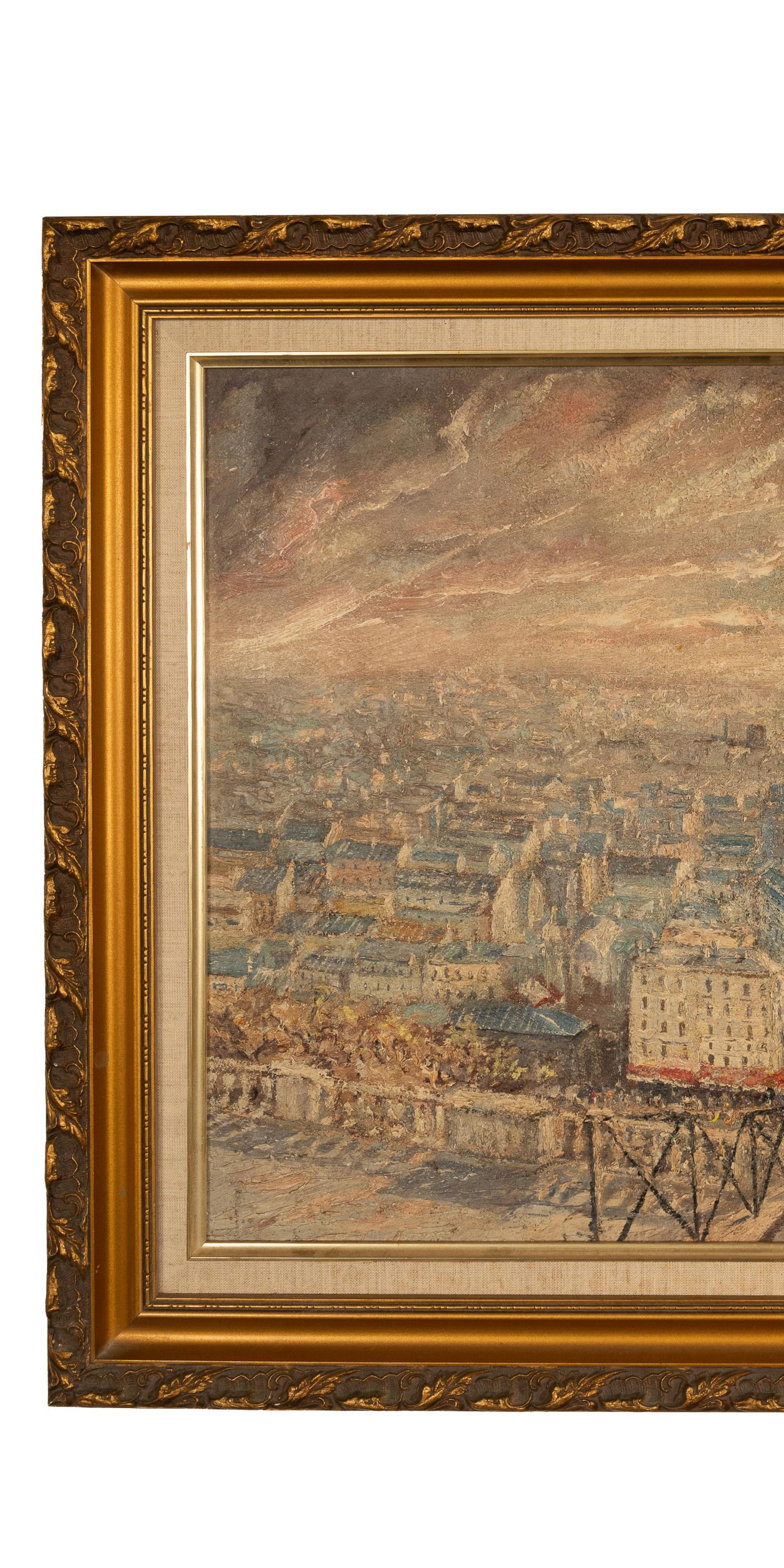 French Modernist Impressionist Oil Painting Paris Cityscape Landscape Scene For Sale 1