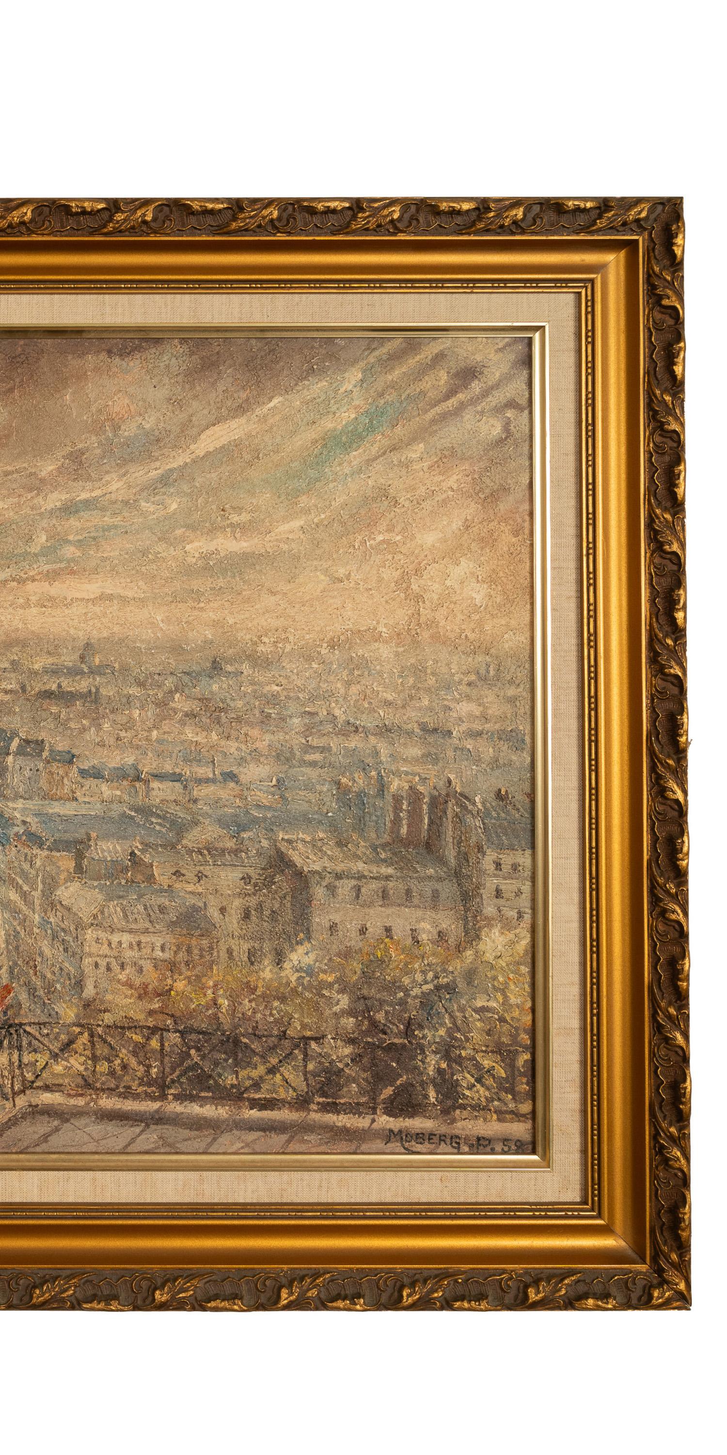 French Modernist Impressionist Oil Painting Paris Cityscape Landscape Scene For Sale 2