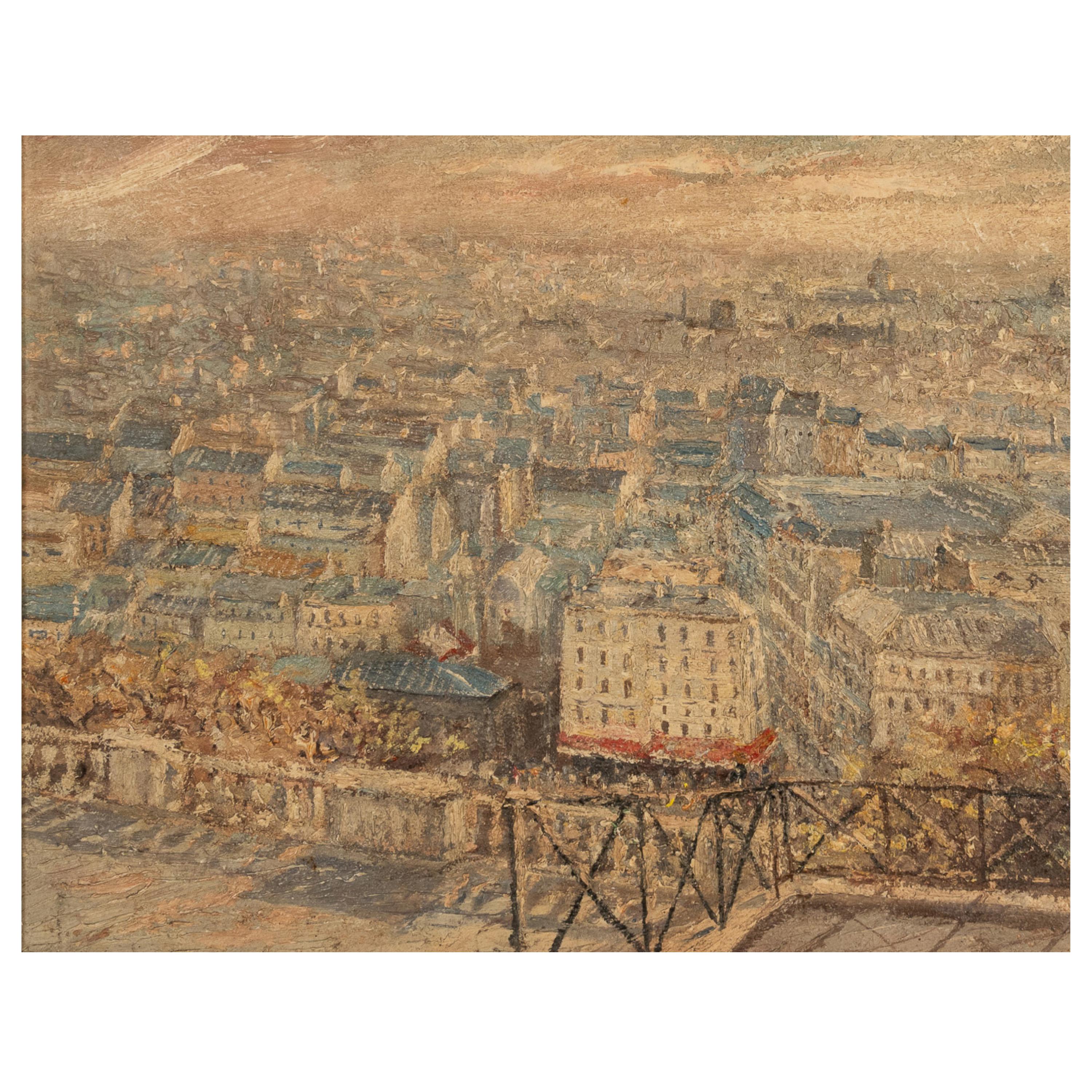 French Modernist Impressionist Oil Painting Paris Cityscape Landscape Scene For Sale 4
