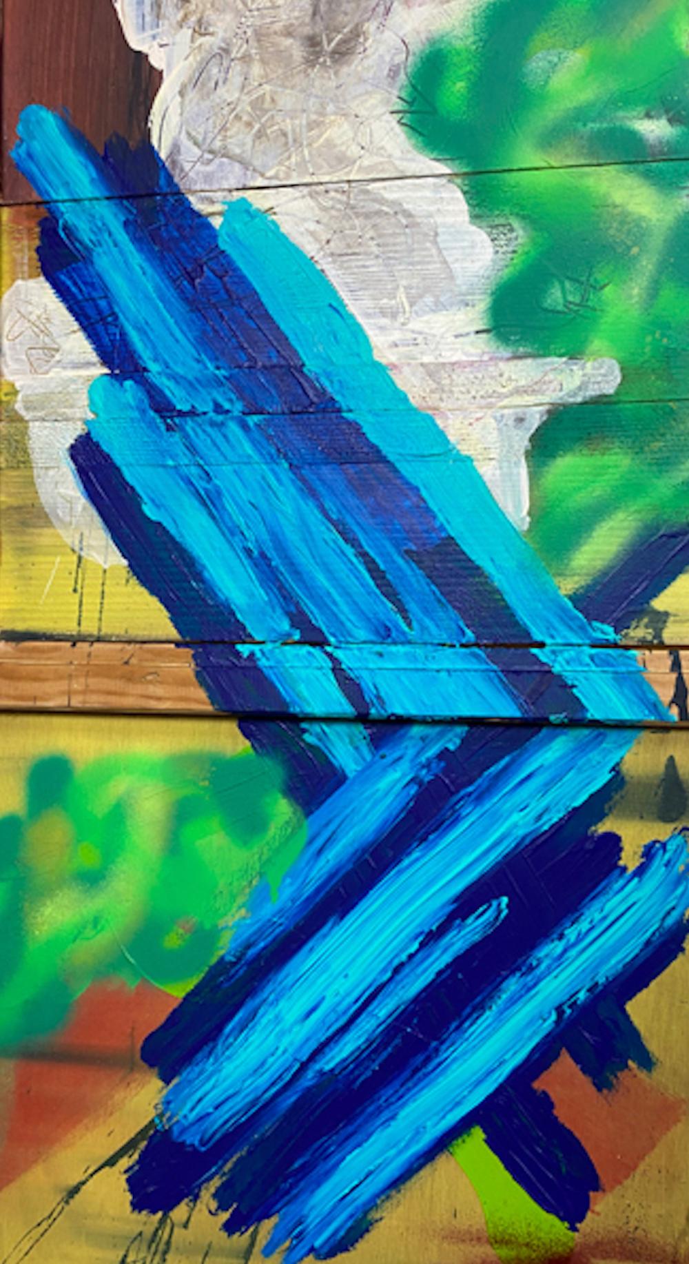 Abstraktes Gemälde „Cosy corner“ aus Acryl auf Holz 190x200cm 2019 im Angebot 1