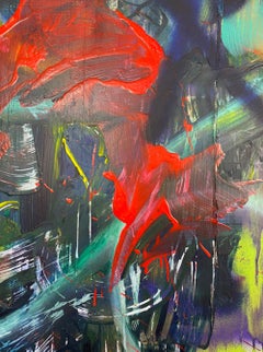 "Flap" abstract painting acrylic on wood 102x77cm 2019