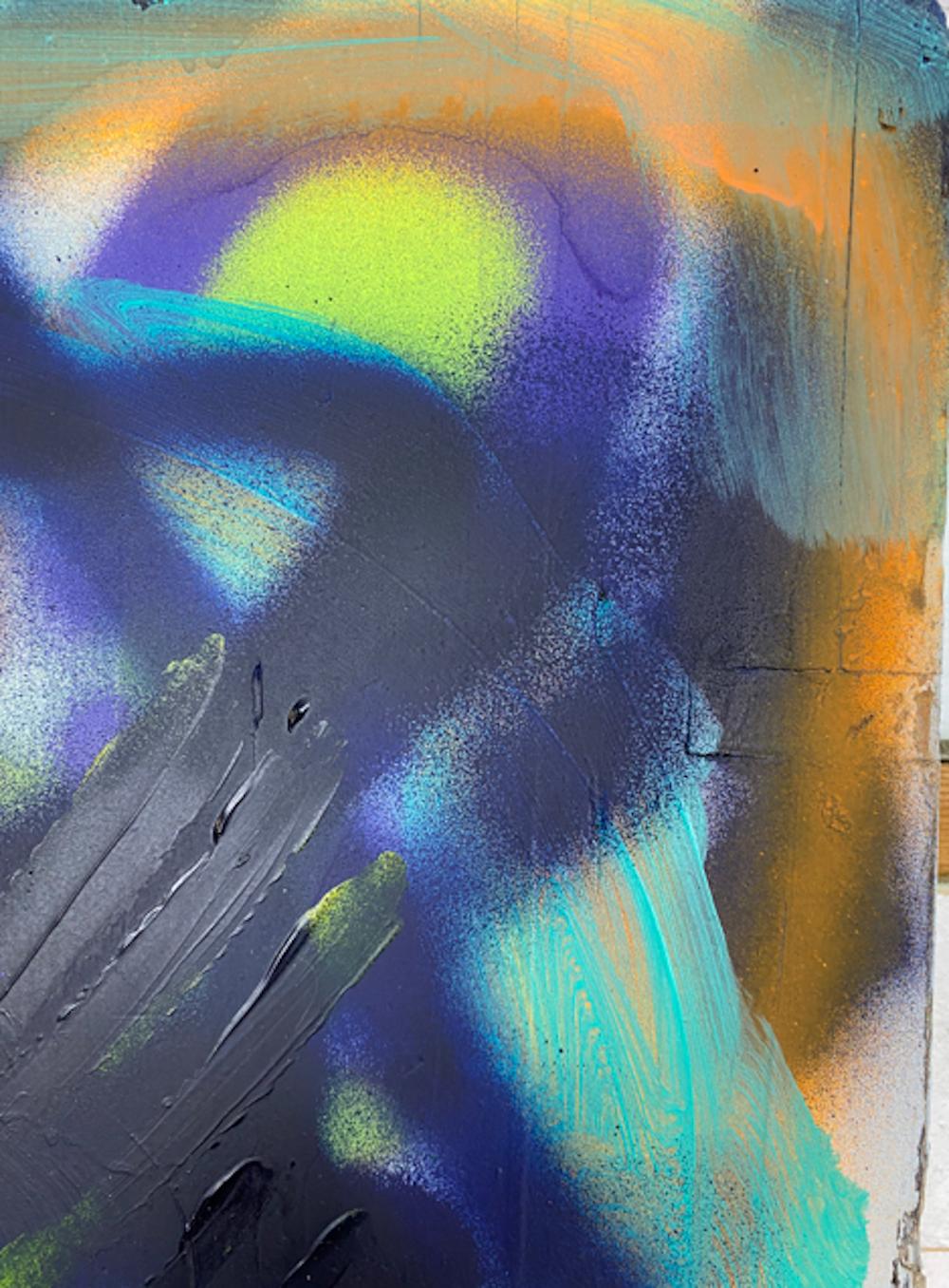 Abstraktes Gemälde „Flap“ aus Acryl auf Holz 102x77cm 2019 im Angebot 1