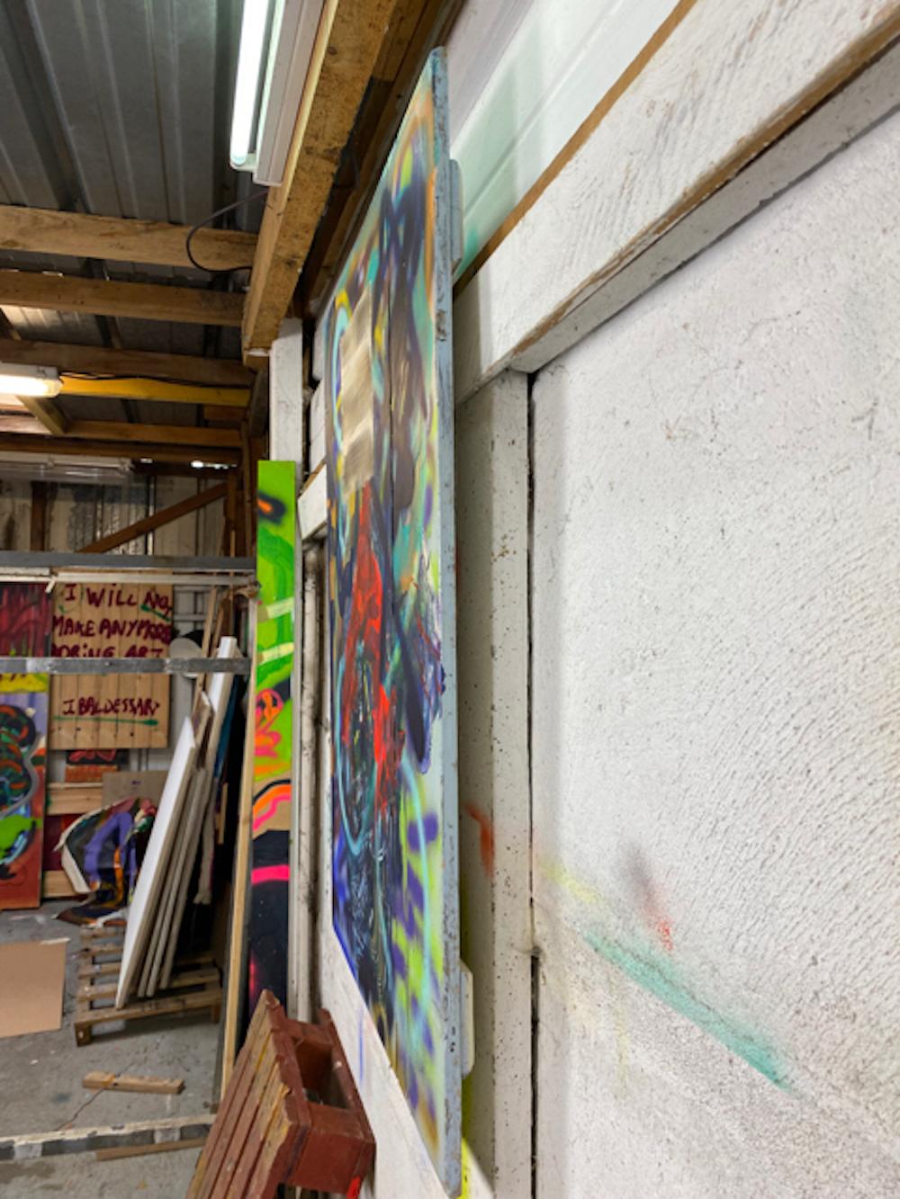 Abstraktes Gemälde „Flap“ aus Acryl auf Holz 102x77cm 2019 im Angebot 4