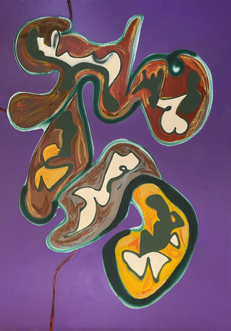 "Djinn quintuplicato" acrilico astratto su tela 207x148cm 2023
