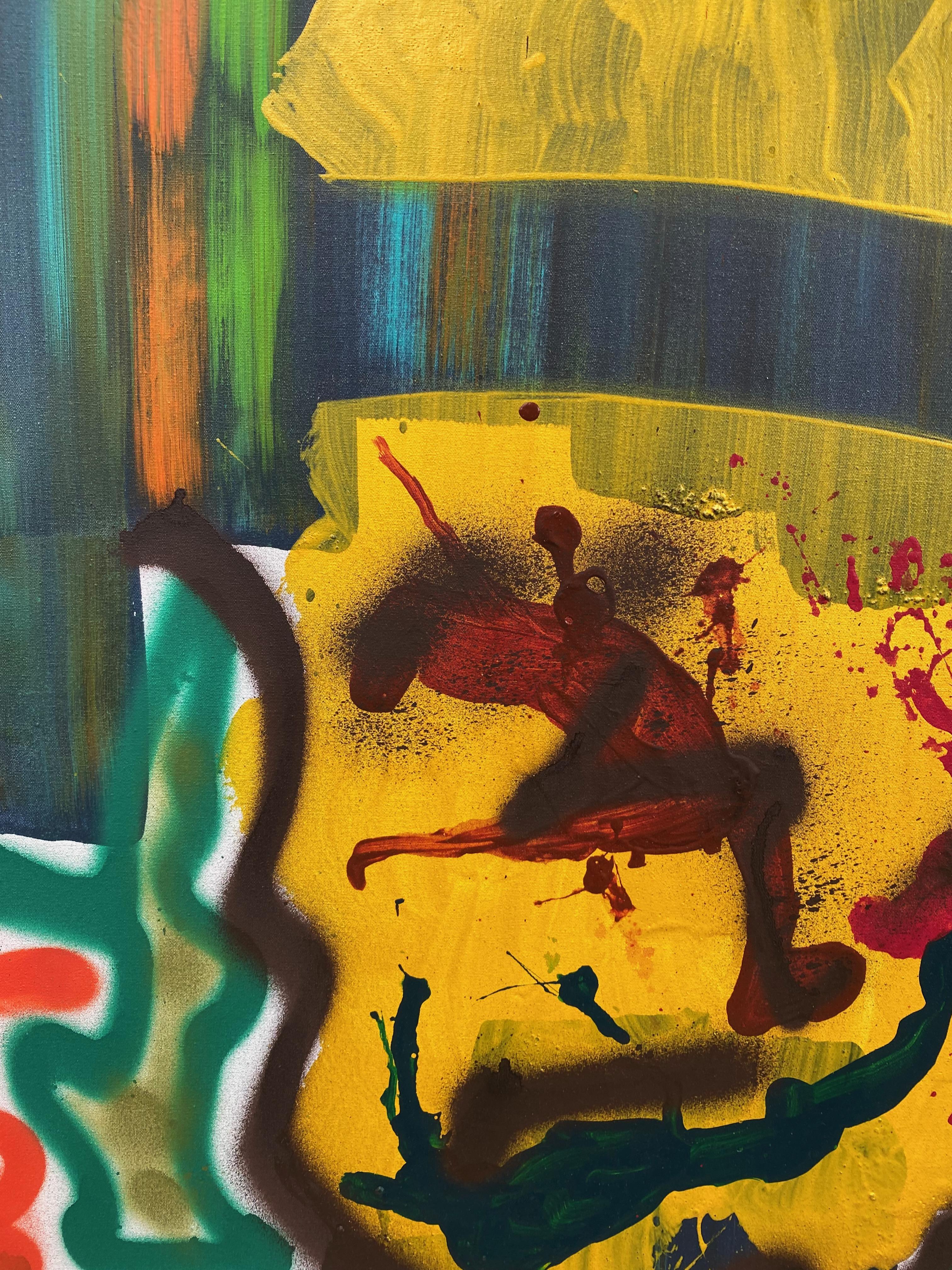 Abstraktes Acryl auf Leinwand „High voltage“ 100x100cm 2022 – Painting von Pierre Morquin