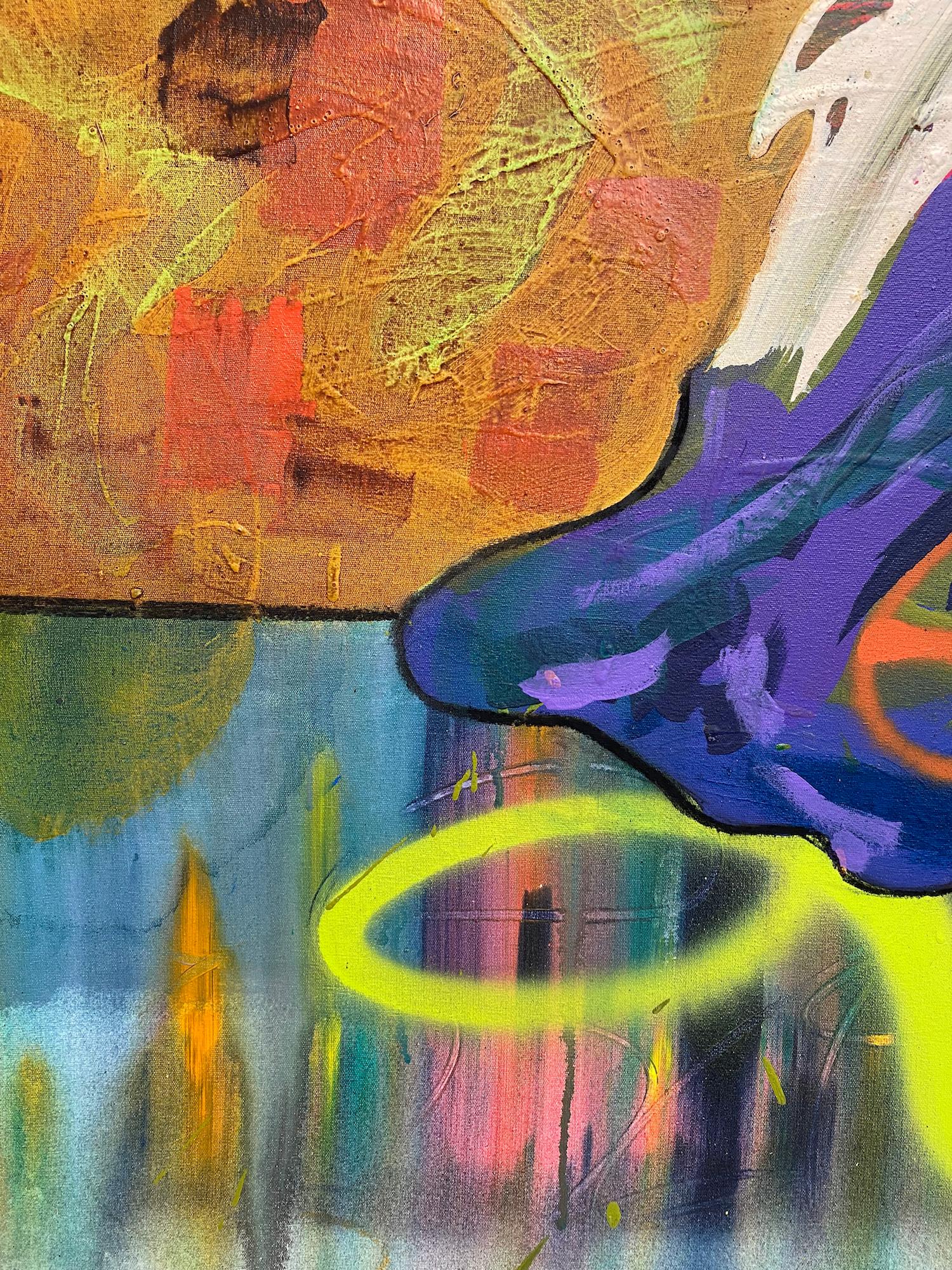 Abstraktes Acryl auf Leinwand 89x116cm „pass through“ 2021 – Painting von Pierre Morquin