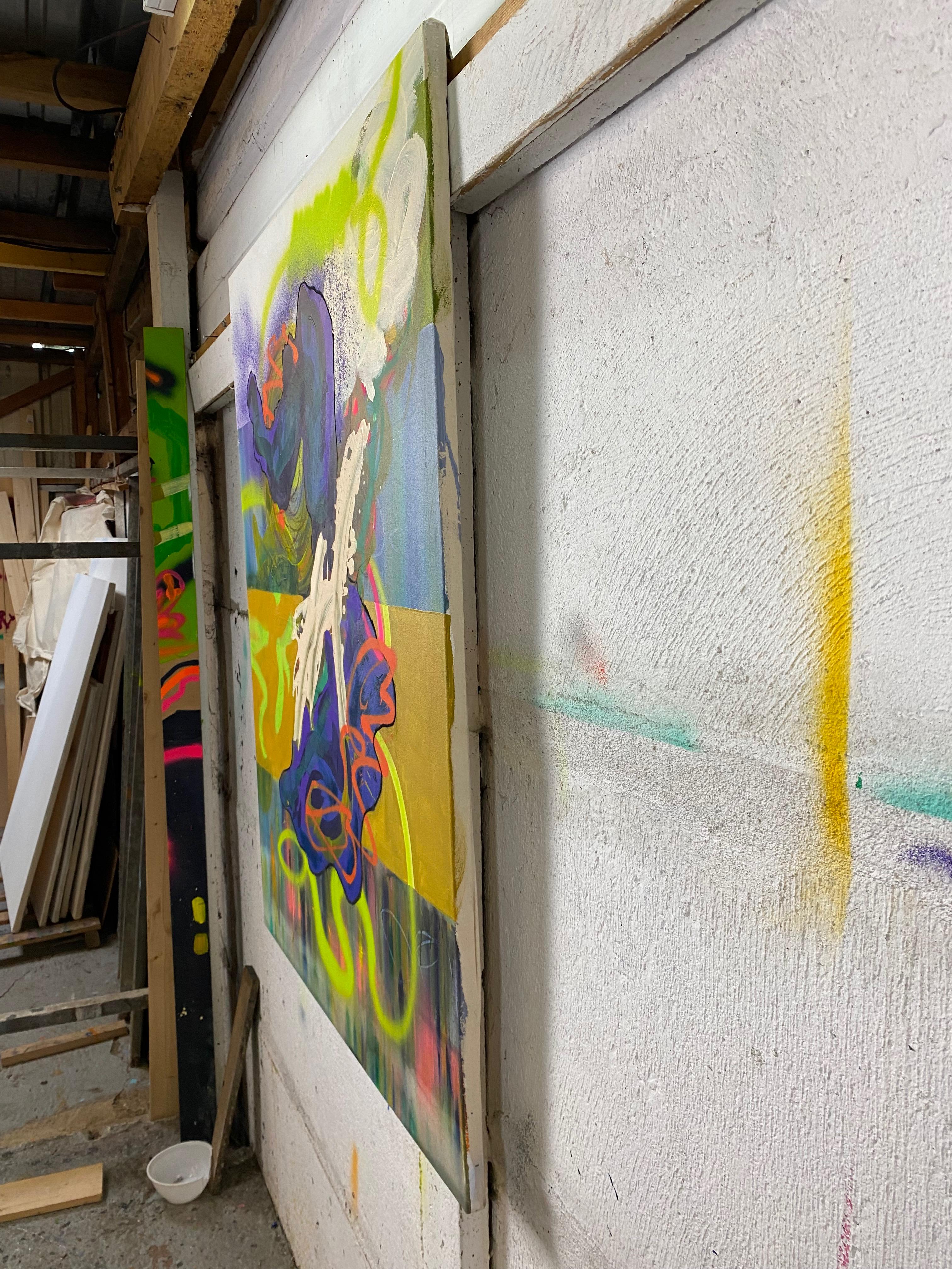 Abstraktes Acryl auf Leinwand 89x116cm „pass through“ 2021 im Angebot 3