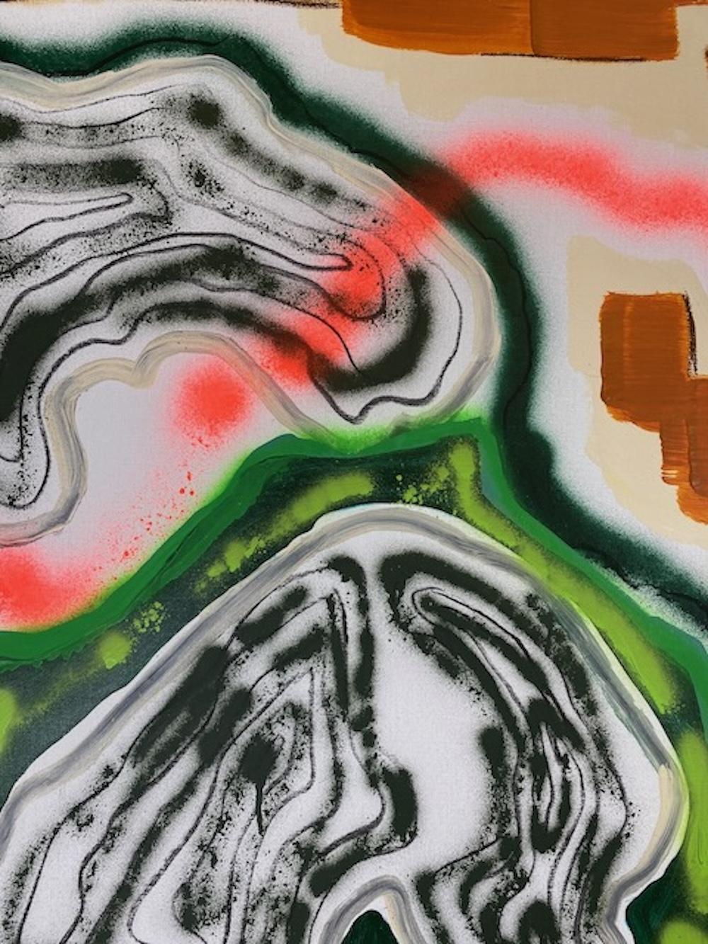 „Territory#2“ Abstraktes Acryl auf Leinen-Leinwand 150x150cm 2023 – Painting von Pierre Morquin