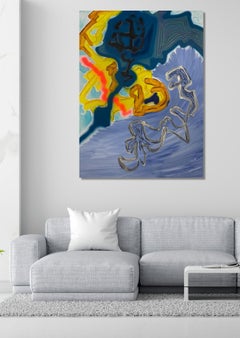 "Tranlation", acrylique abstraite sur toile 77x130cm 2023