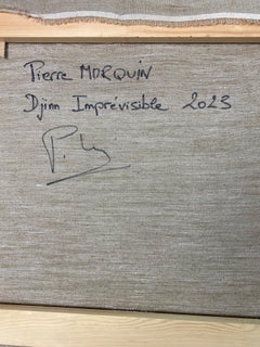 "Unpredictable djinn" abstract acrylic, spray, charcoal, 162x130cm 2023