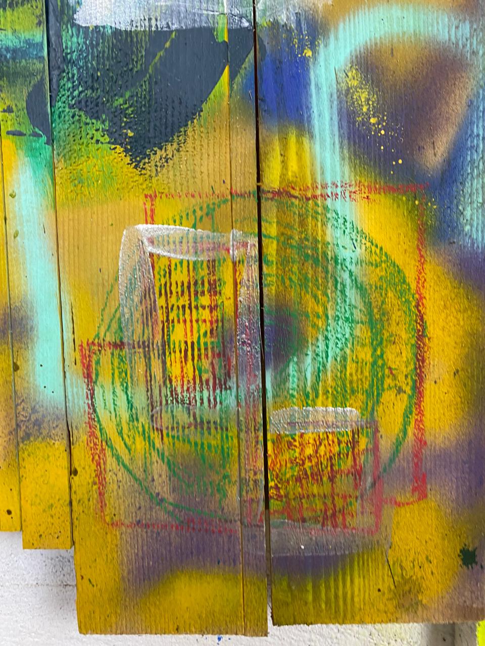 Abstraktes Acryl auf Leinwand 89x116cm „Urbain assembly“ 2021 – Painting von Pierre Morquin