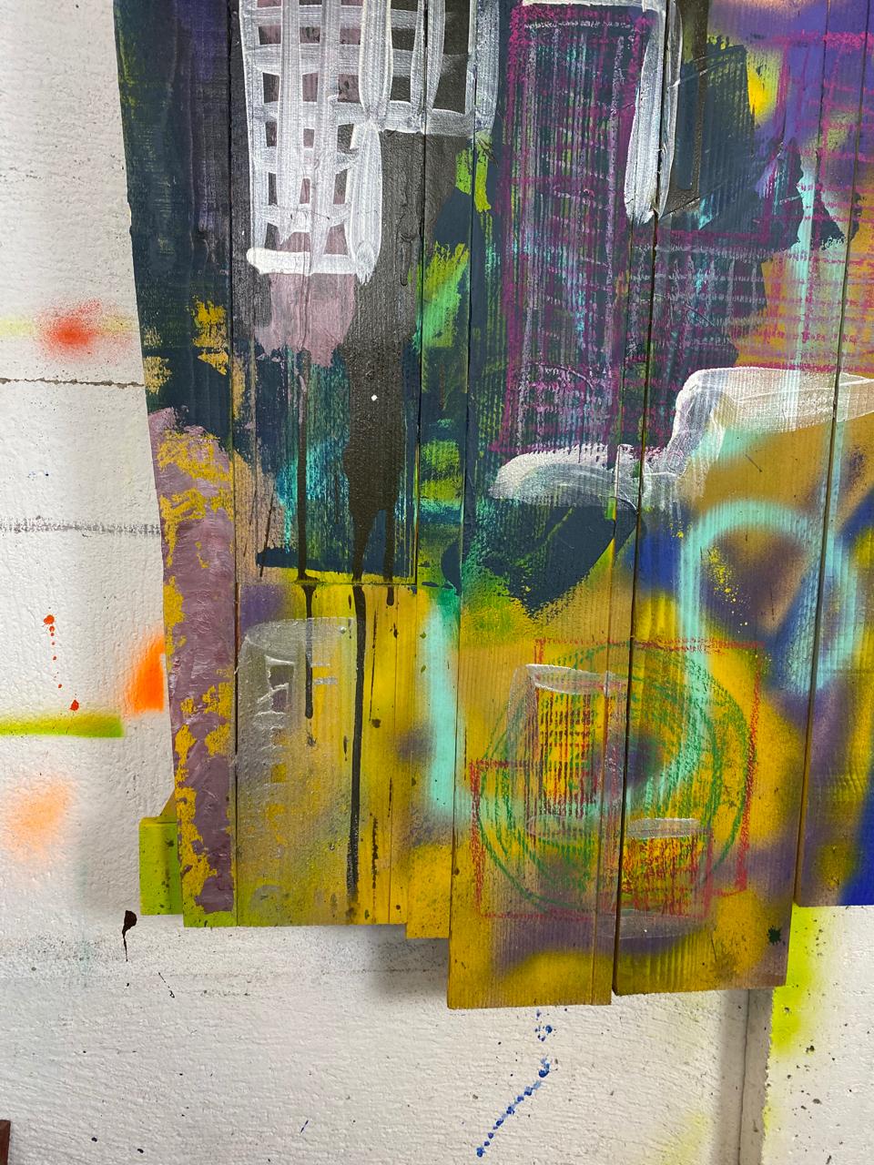 Abstraktes Acryl auf Leinwand 89x116cm „Urbain assembly“ 2021 im Angebot 2