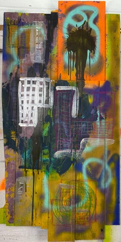 "Urbain assembly" abstract acrylic on canvas 89x116cm 2021