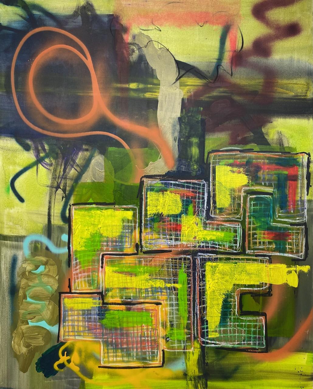 Pierre Morquin Abstract Painting - "Urbanity"abstract acrylic on canvas 162x130cm 2019