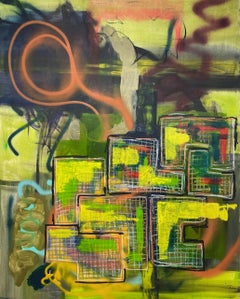 « Urbanity », acrylique sur toile abstraite 162 x 130 cm 2019