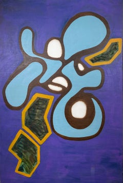 "Wise Djinn"abstract acrylic, spray, fusain on linen canvas 196x130cm 2023