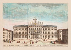 Palais de la Grande Curia - gravure originale de Pierre Mortier - 17ème siècle