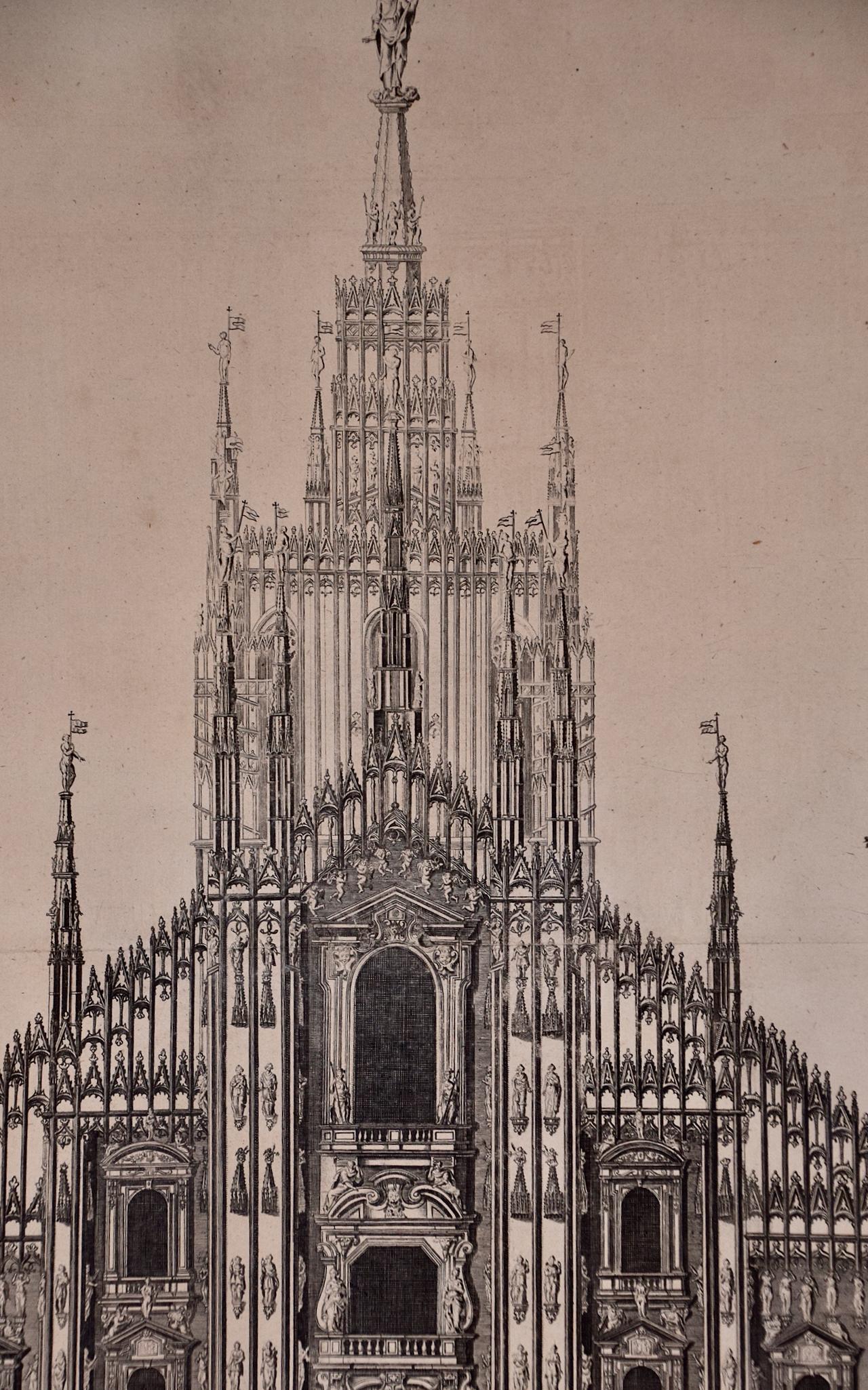 Milan Cathedral: A Framed 1704 Architectural Rendering by Mortier after Blaeu - Old Masters Print by Pierre Mortier