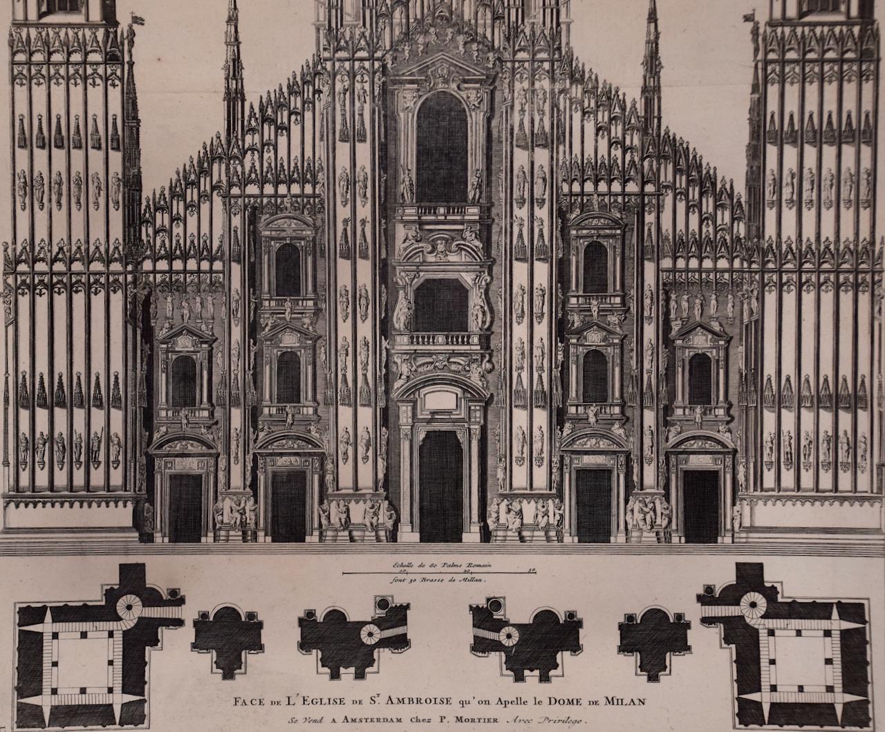 Milan Cathedral: A Framed 1704 Architectural Rendering by Mortier after Blaeu - Old Masters Print by Pierre Mortier