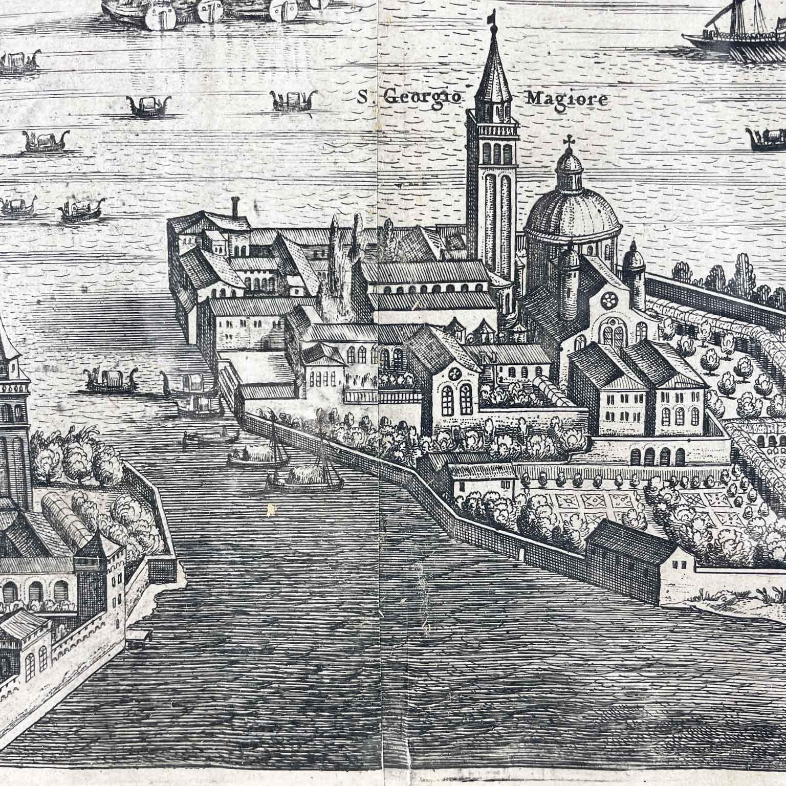 Vue de Venise Gravure ancienne sur cuivre Eau-forte 1724 Pierre Mortier en vente 9