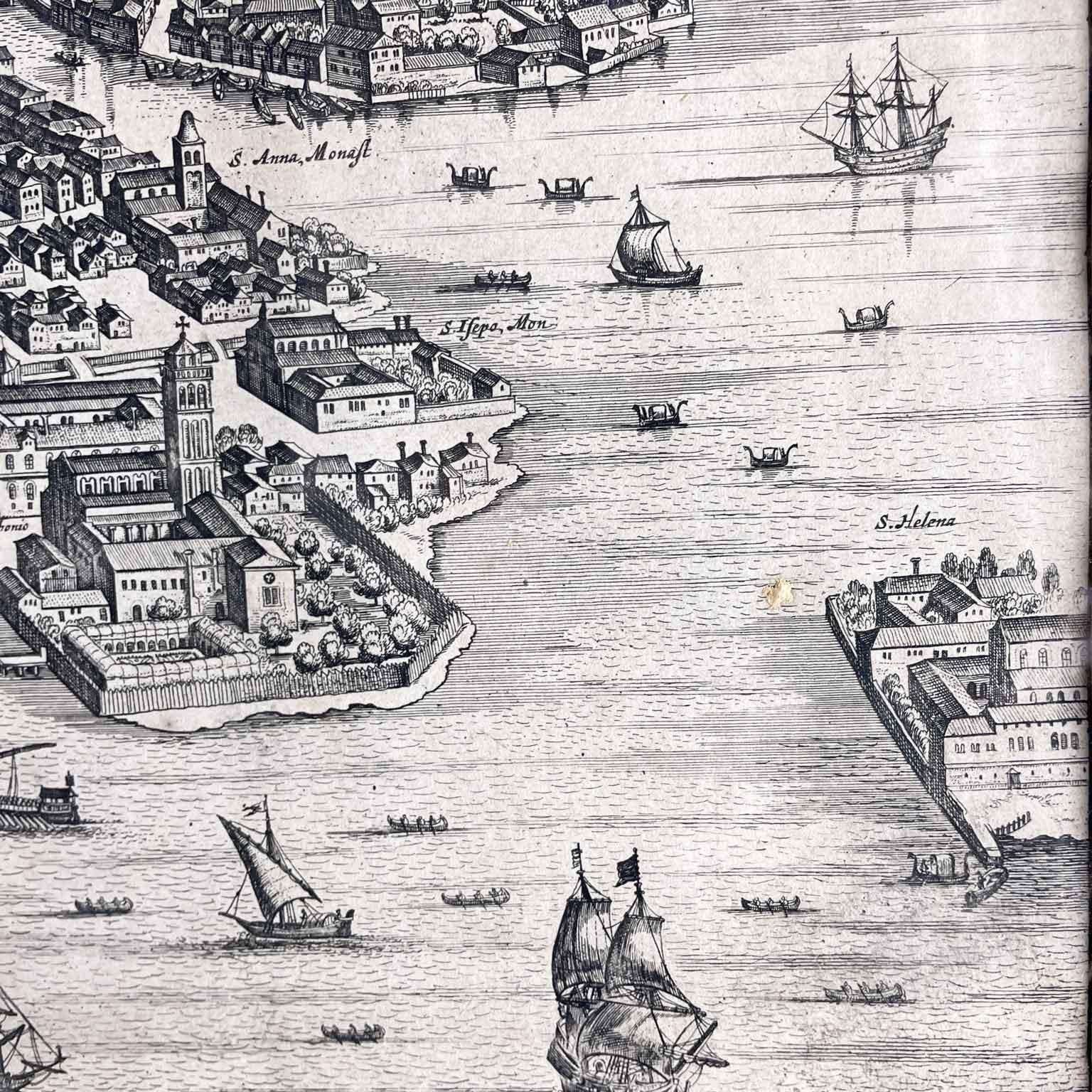 Vue de Venise Gravure ancienne sur cuivre Eau-forte 1724 Pierre Mortier en vente 10