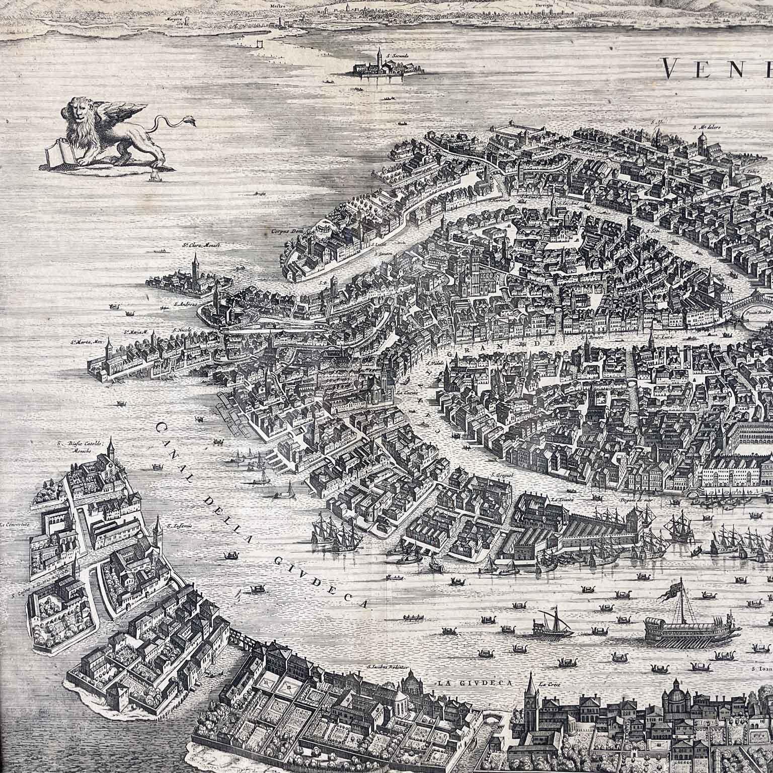 Vue de Venise Gravure ancienne sur cuivre Eau-forte 1724 Pierre Mortier en vente 3