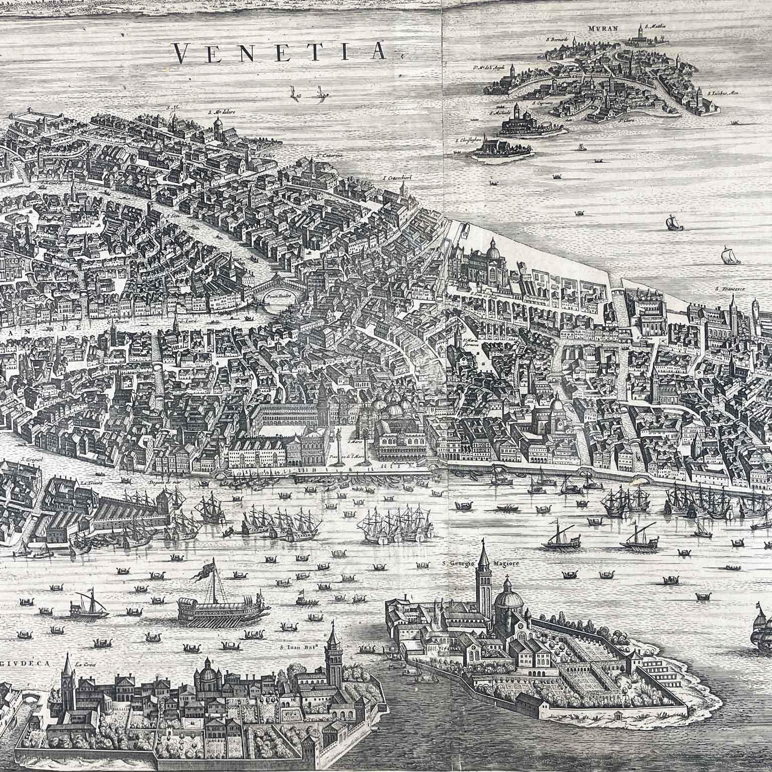 Vue de Venise Gravure ancienne sur cuivre Eau-forte 1724 Pierre Mortier en vente 4