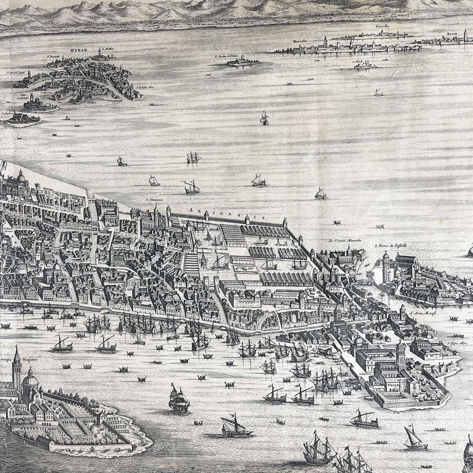 Vue de Venise Gravure ancienne sur cuivre Eau-forte 1724 Pierre Mortier en vente 5