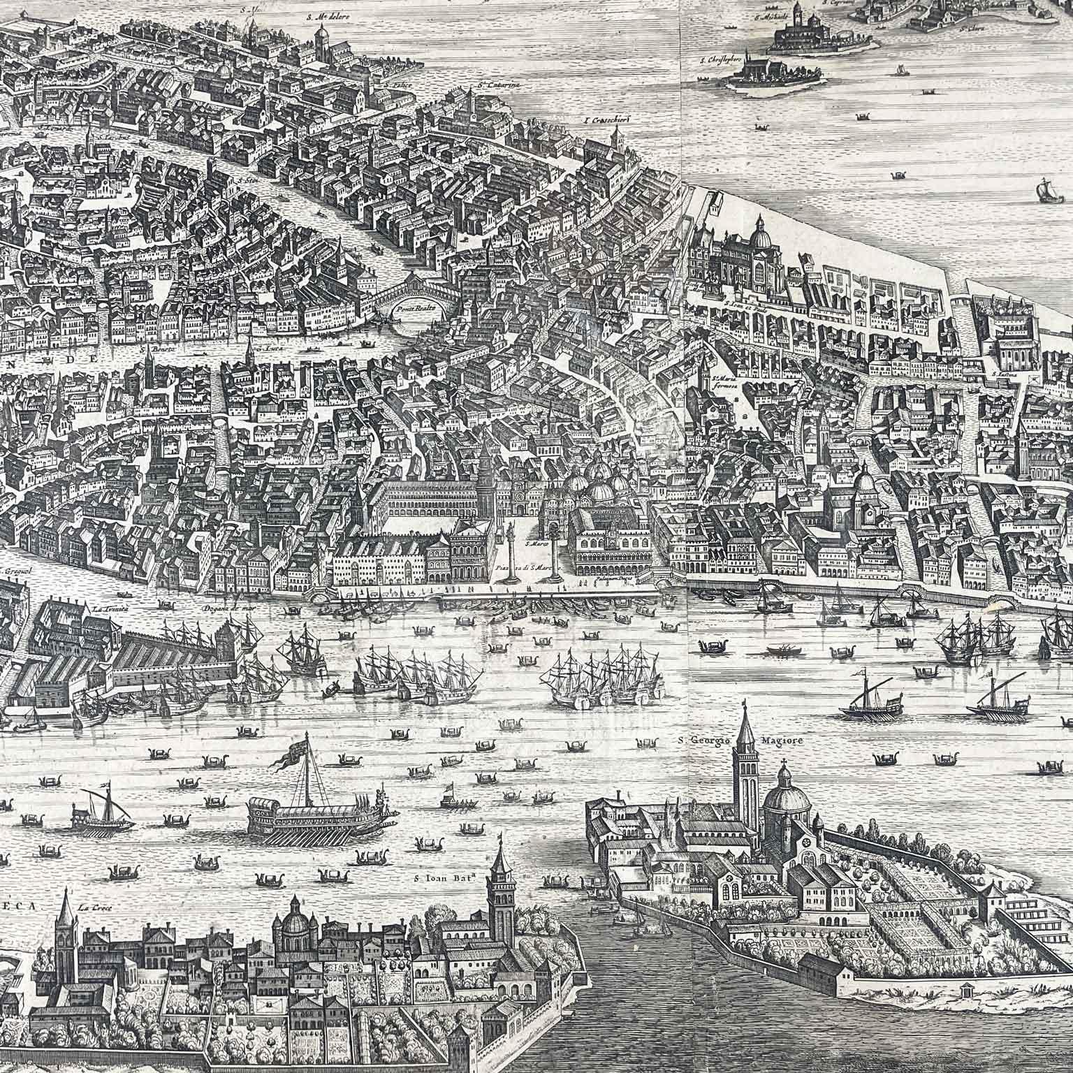 Vue de Venise Gravure ancienne sur cuivre Eau-forte 1724 Pierre Mortier en vente 6