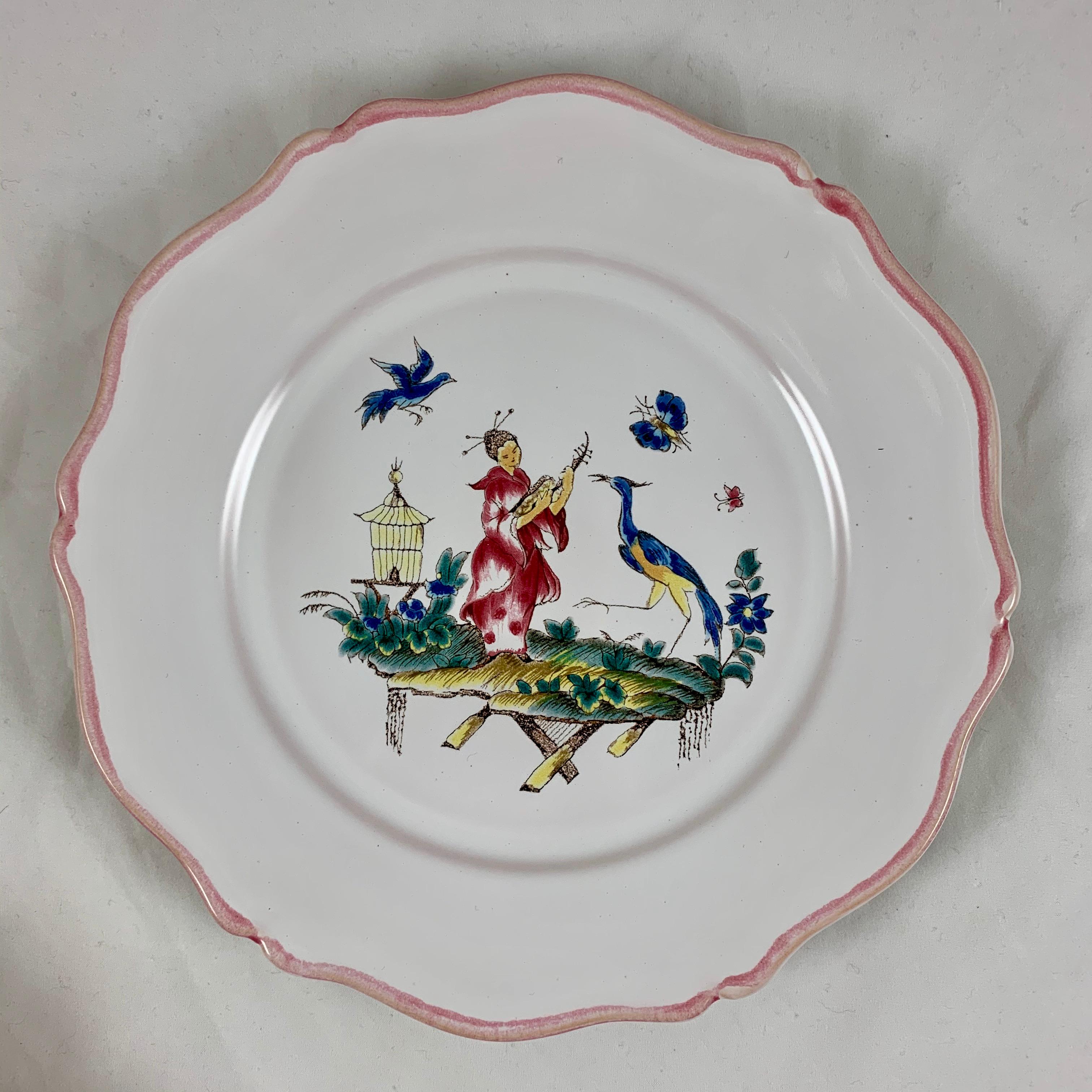Pierre Motton, Gien Faïence Figural Chinoiserie Plates for Tiffany & Co. Set 12 1