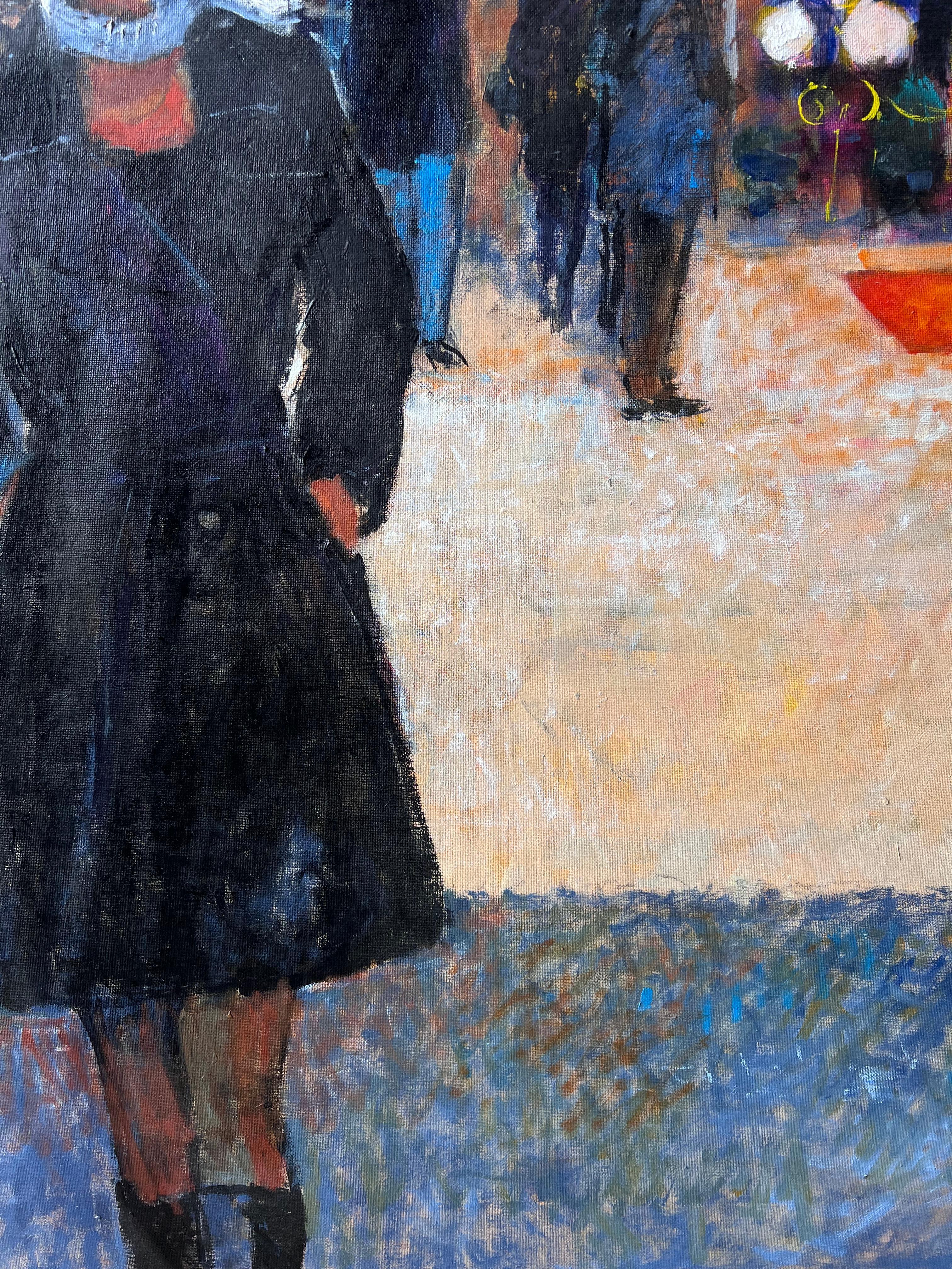 Pariser Maxim's nächtliche Straßenszene mit zwei eleganten Frauen Französisches Ölgemälde im Angebot 5