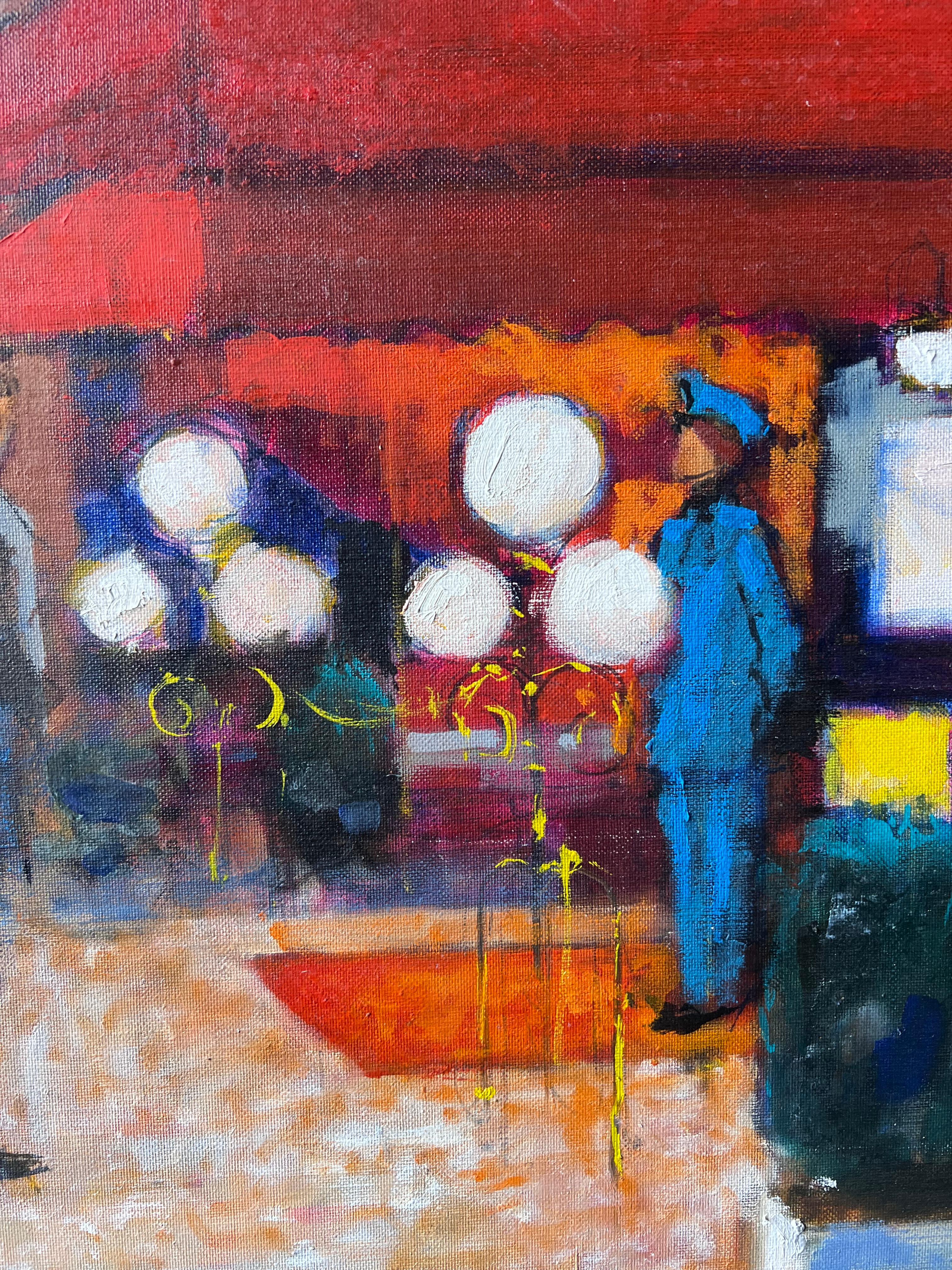 Nachts bei Maxims
Künstler: Pierre Neveu (Franzose, geb. 1929)
Medium: Öl auf Leinwand, ungerahmt
Leinwand: 45 x 57,5 Zoll
Betitelt verso
Zustand: Guter und gesunder Zustand mit leichtem kleinen Farbverlust oben rechts
Provenienz: Aus dem