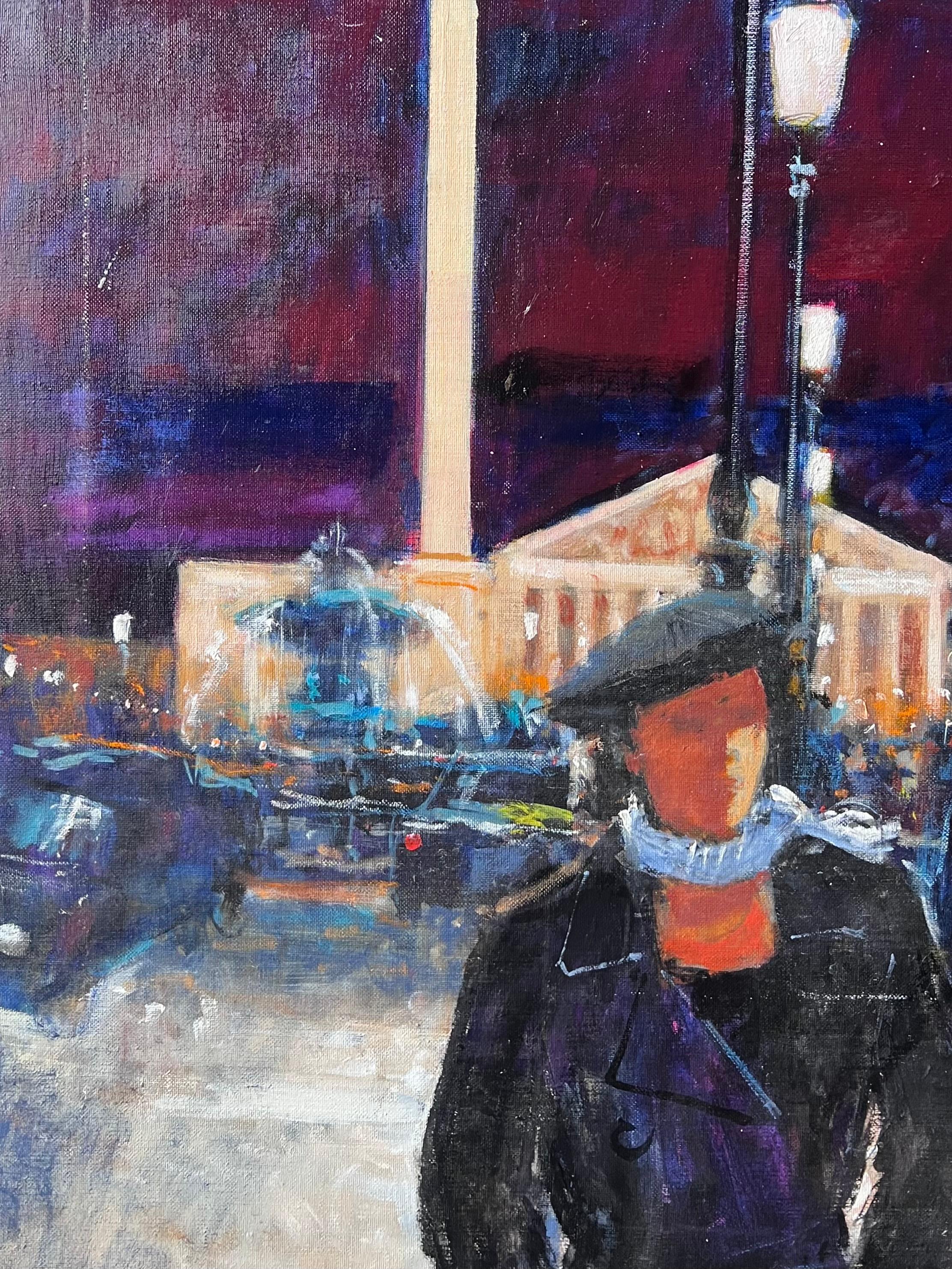 Pariser Maxim's nächtliche Straßenszene mit zwei eleganten Frauen Französisches Ölgemälde im Angebot 3