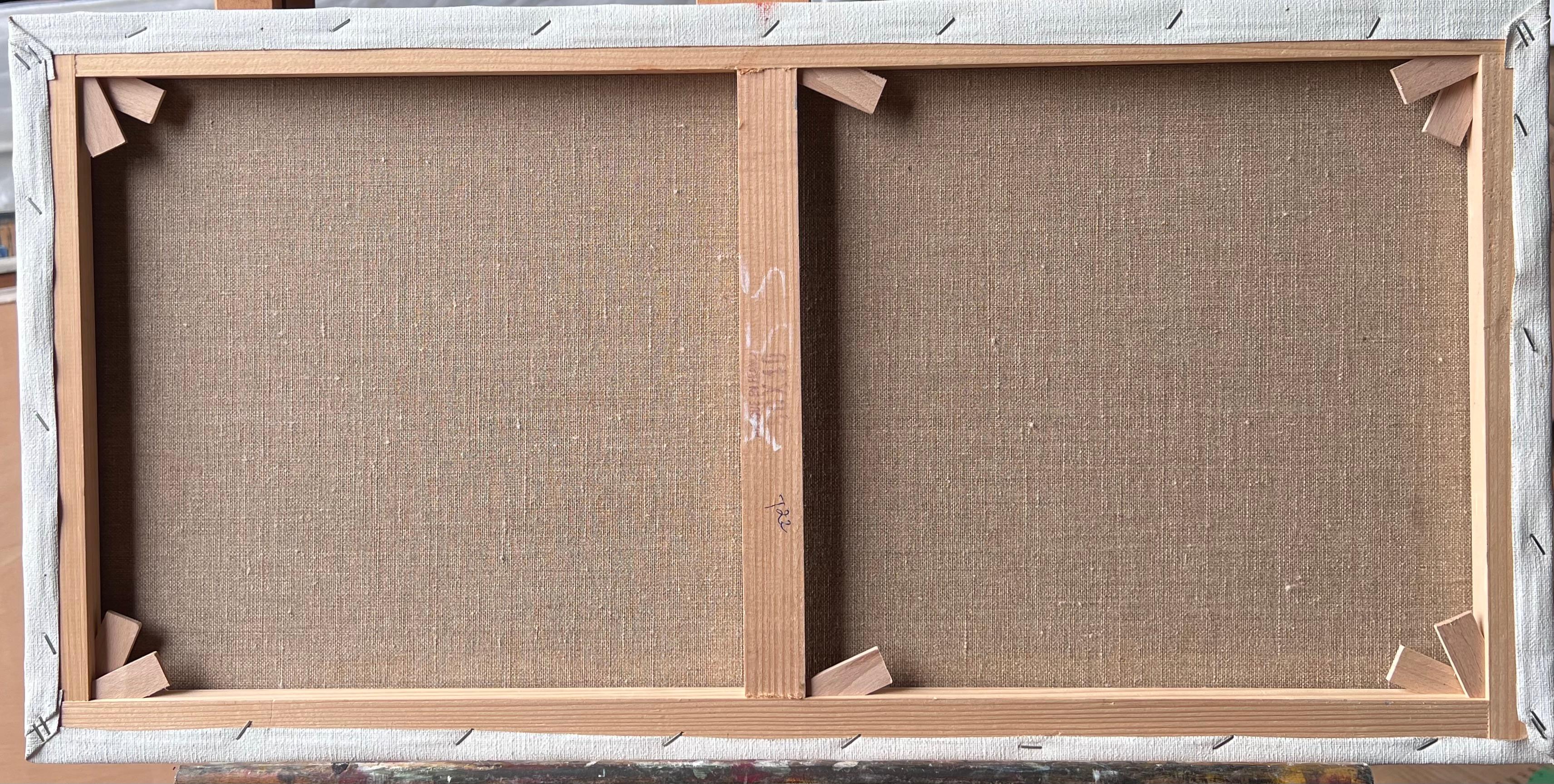 Autumn Riverside View With Trees And Homes Beside Calm Water French Oil Painting im Angebot 4