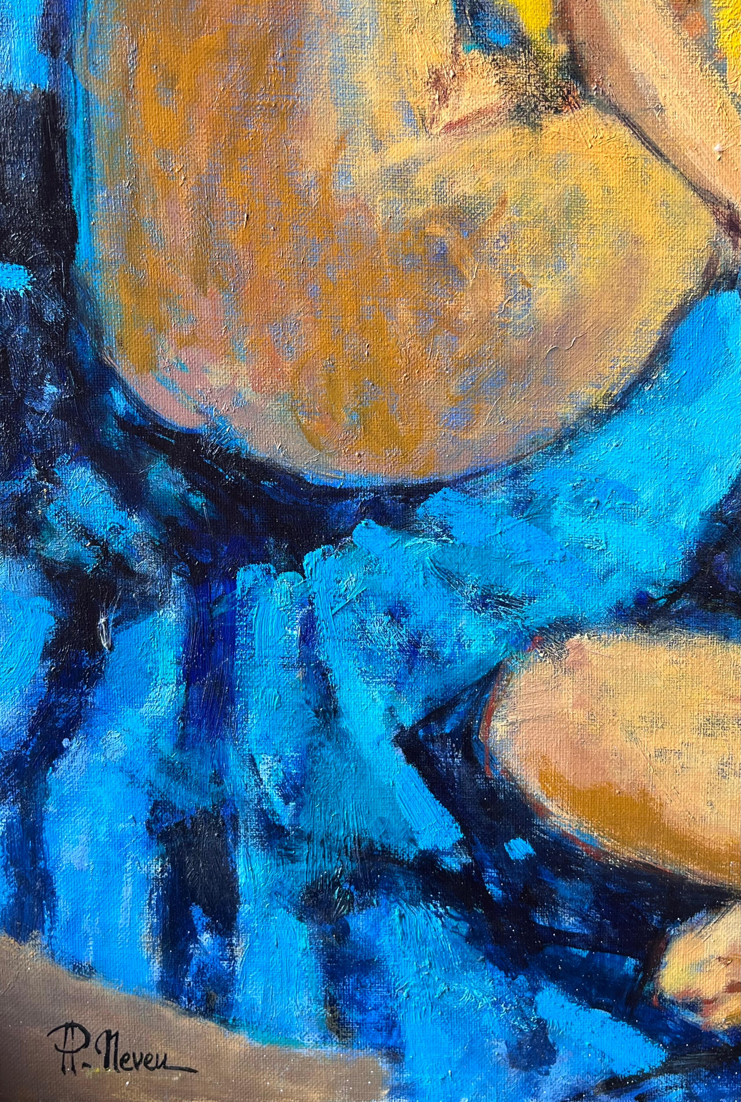 Contemporary French Oil Painting Ladies on the Beach Modernist Work For Sale 2