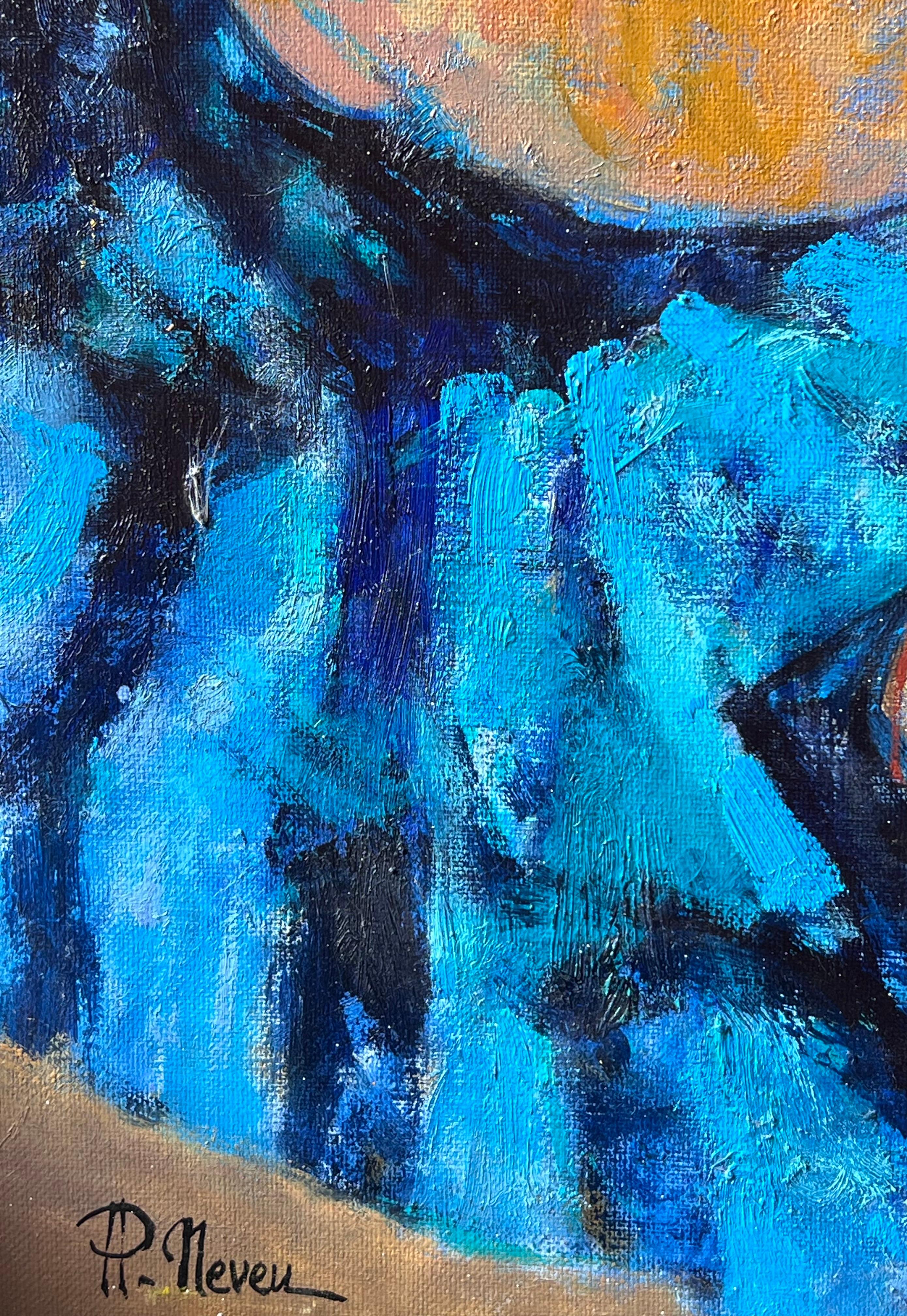 Contemporary French Oil Painting Ladies on the Beach Modernist Work For Sale 3